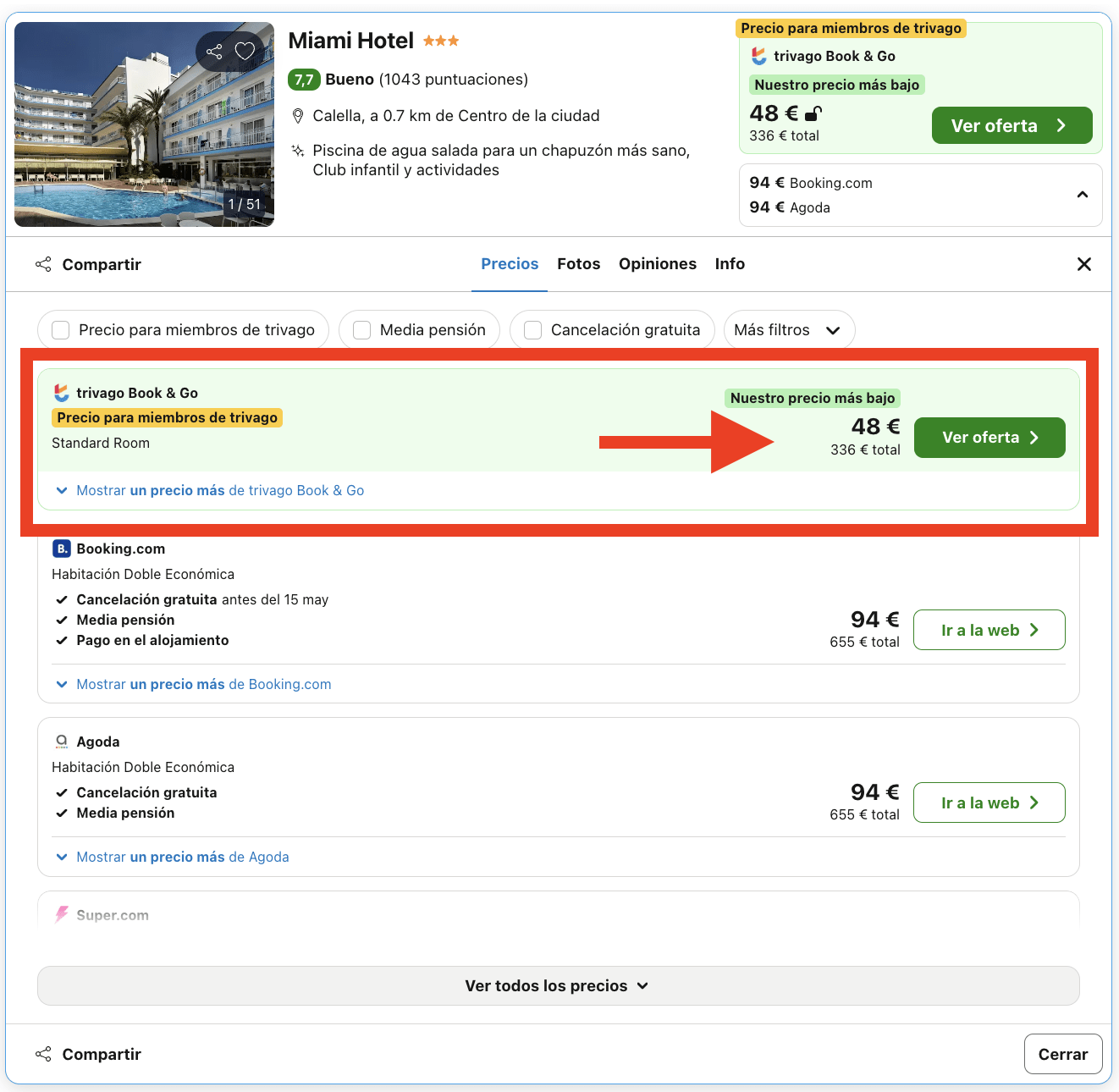 Costa de Barcelona: 7 noches en un hotel con piscina de agua salada por 168€