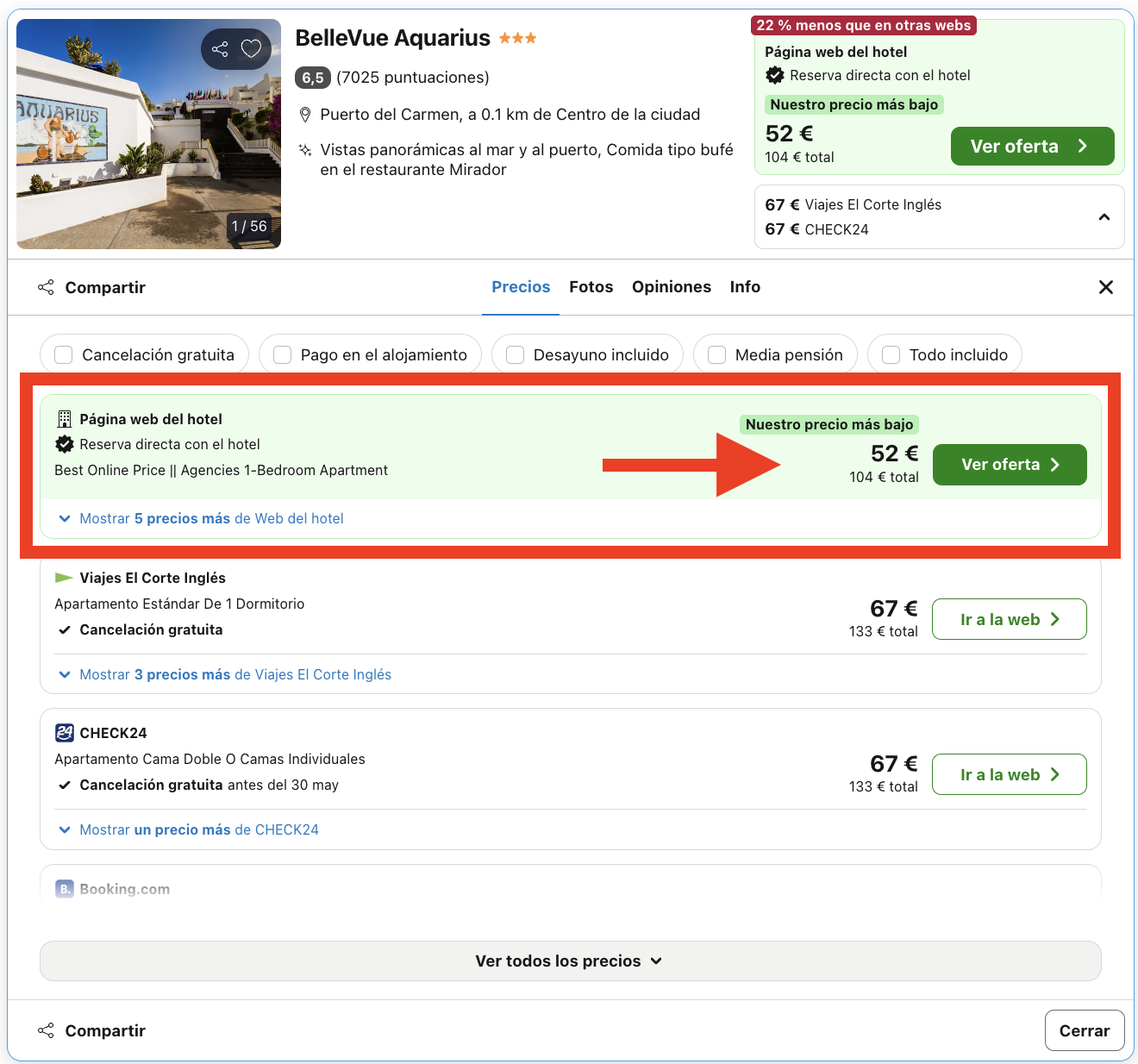 Finde en Lanzarote: aparthotel en una colina con magníficas vistas al mar por 26€