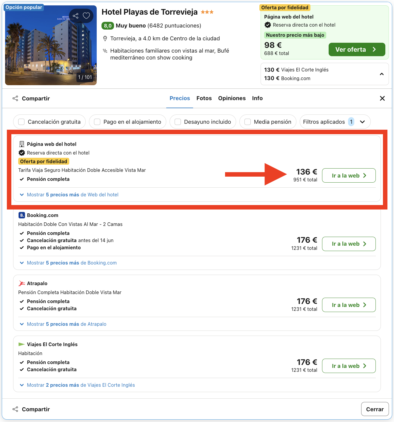 Verano en Torrevieja: hotel con todas las comidas incluidas por 68€