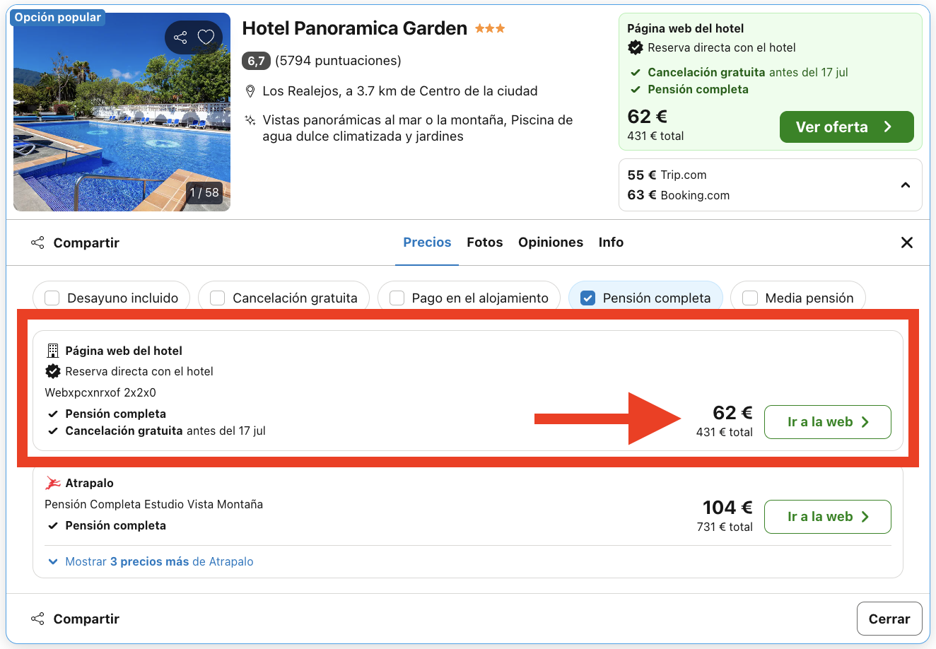 Tenerife: hotel con desayuno, almuerzo y cena por 31€