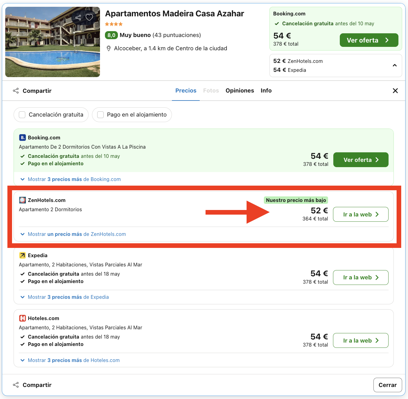 Costa del Azahar: 7 noches en un apartamento de 2 dormitorios por 182€