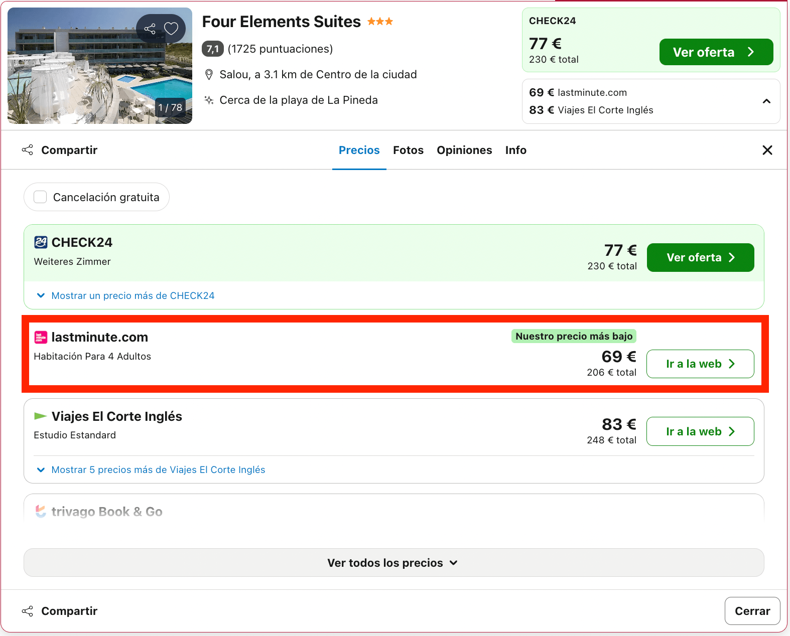 Aparthotel en Salou para 4 personas desde 17€ p.p./noche