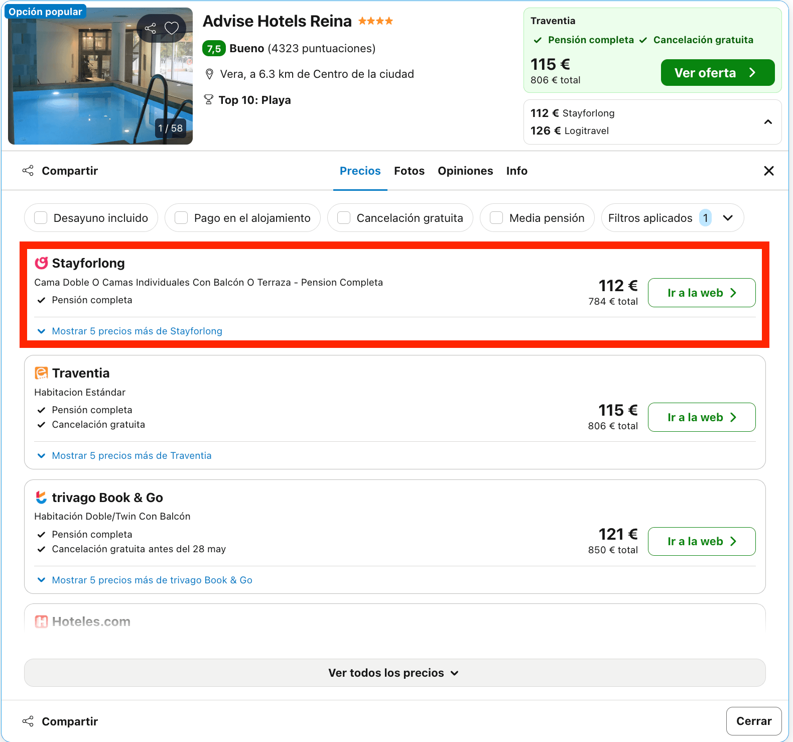 Vacaciones en la Costa de Almería: 7 noches en un aparthotel 4* con pensión completa desde 392€