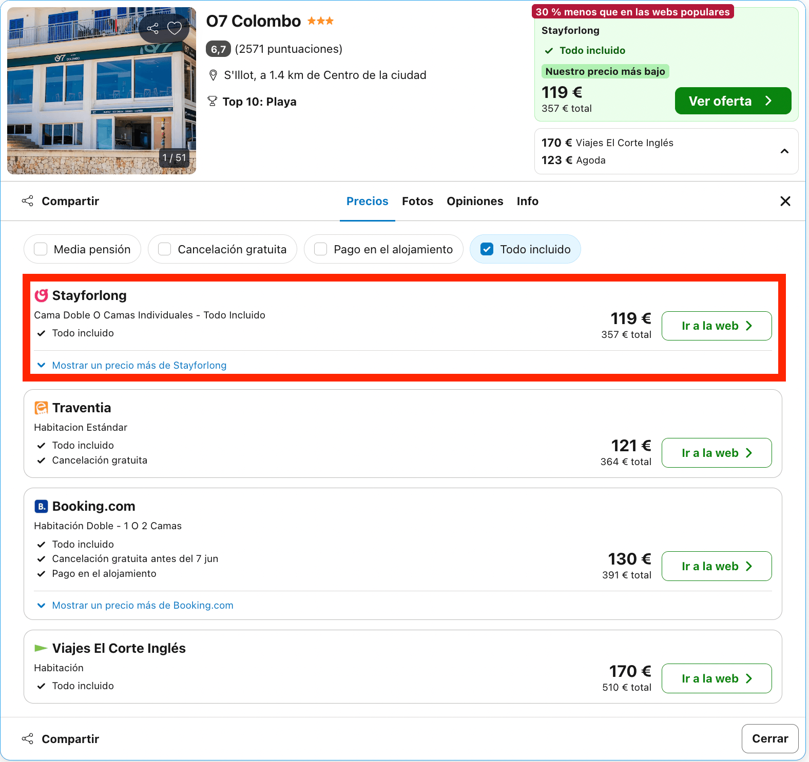 Hotel familiar con todas las bebidas y comidas incluidas por 59€ p.p./noche