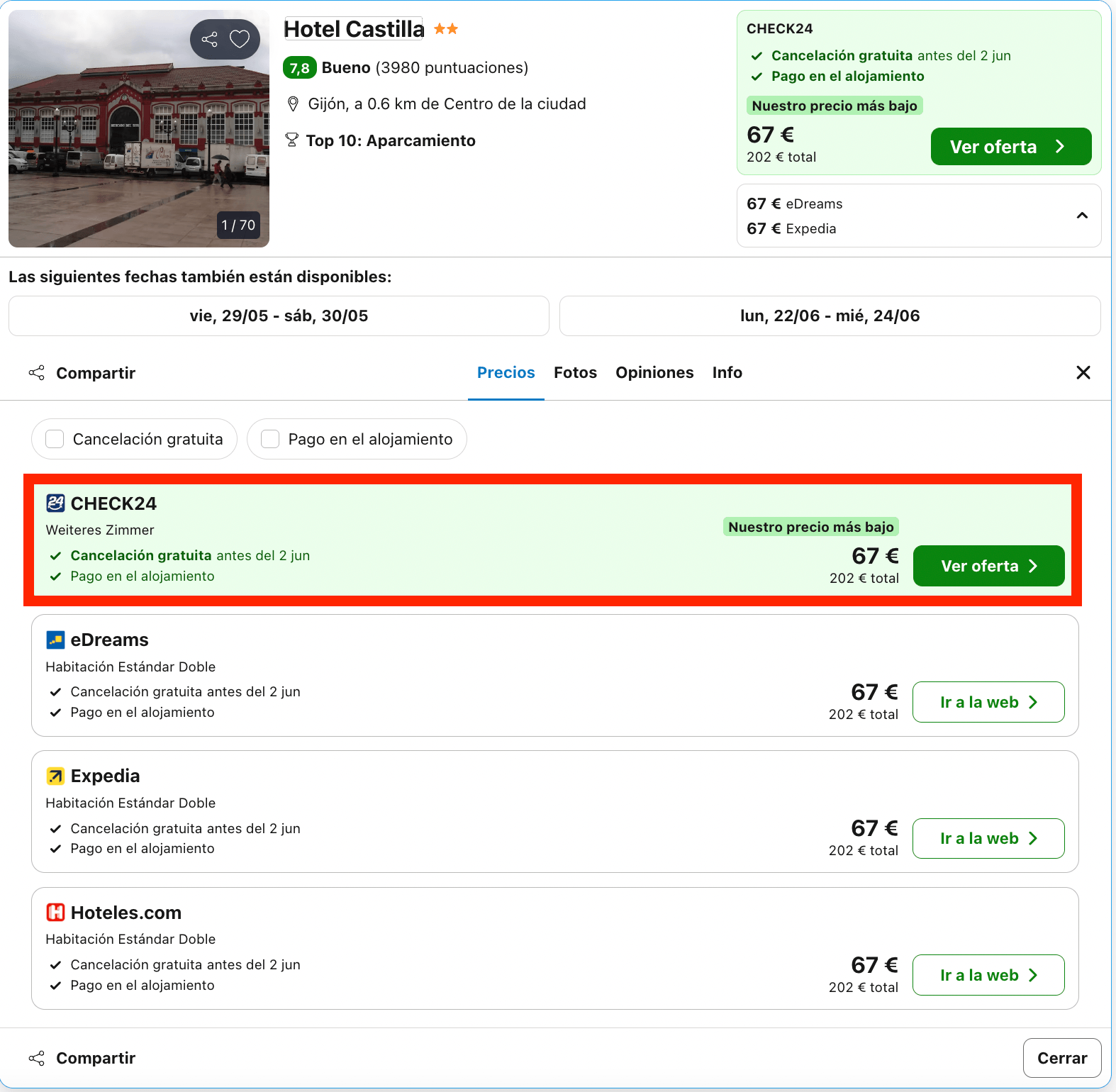 Última hora: acogedor hotel en Gijón desde 33€ p.p./noche