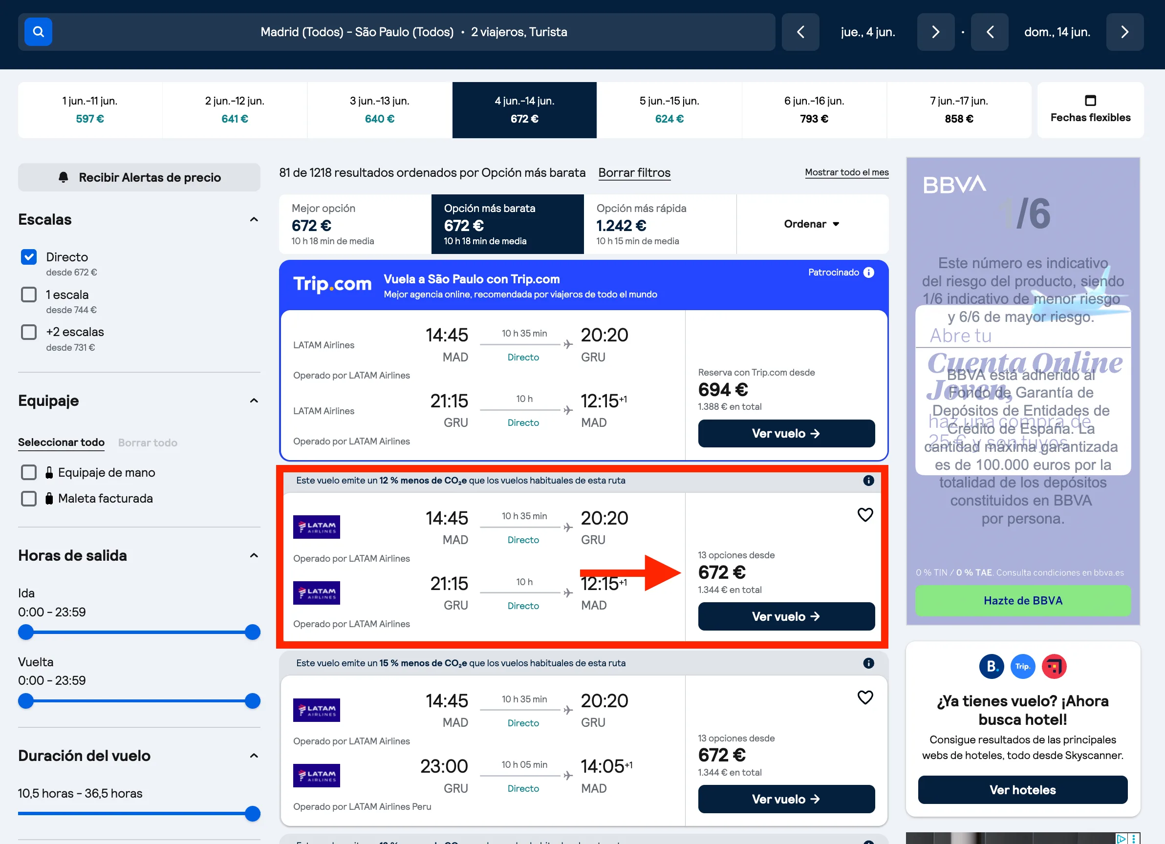 Vuelos directos a São Paulo desde 672€ ida y vuelta