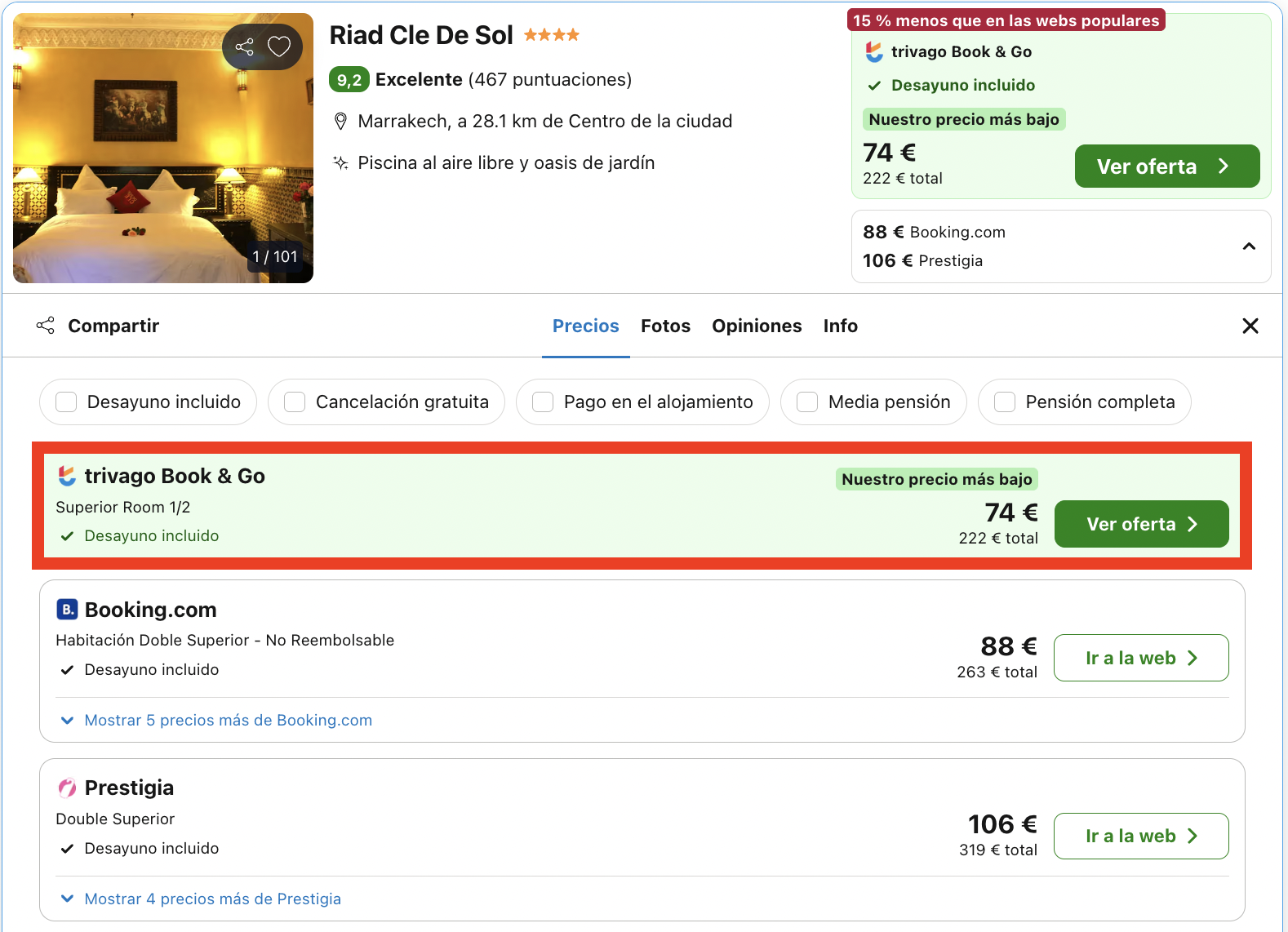 Marrakech: lujoso riad 5* decorado de forma tradicional marroquí desde 37€ p.p./noche