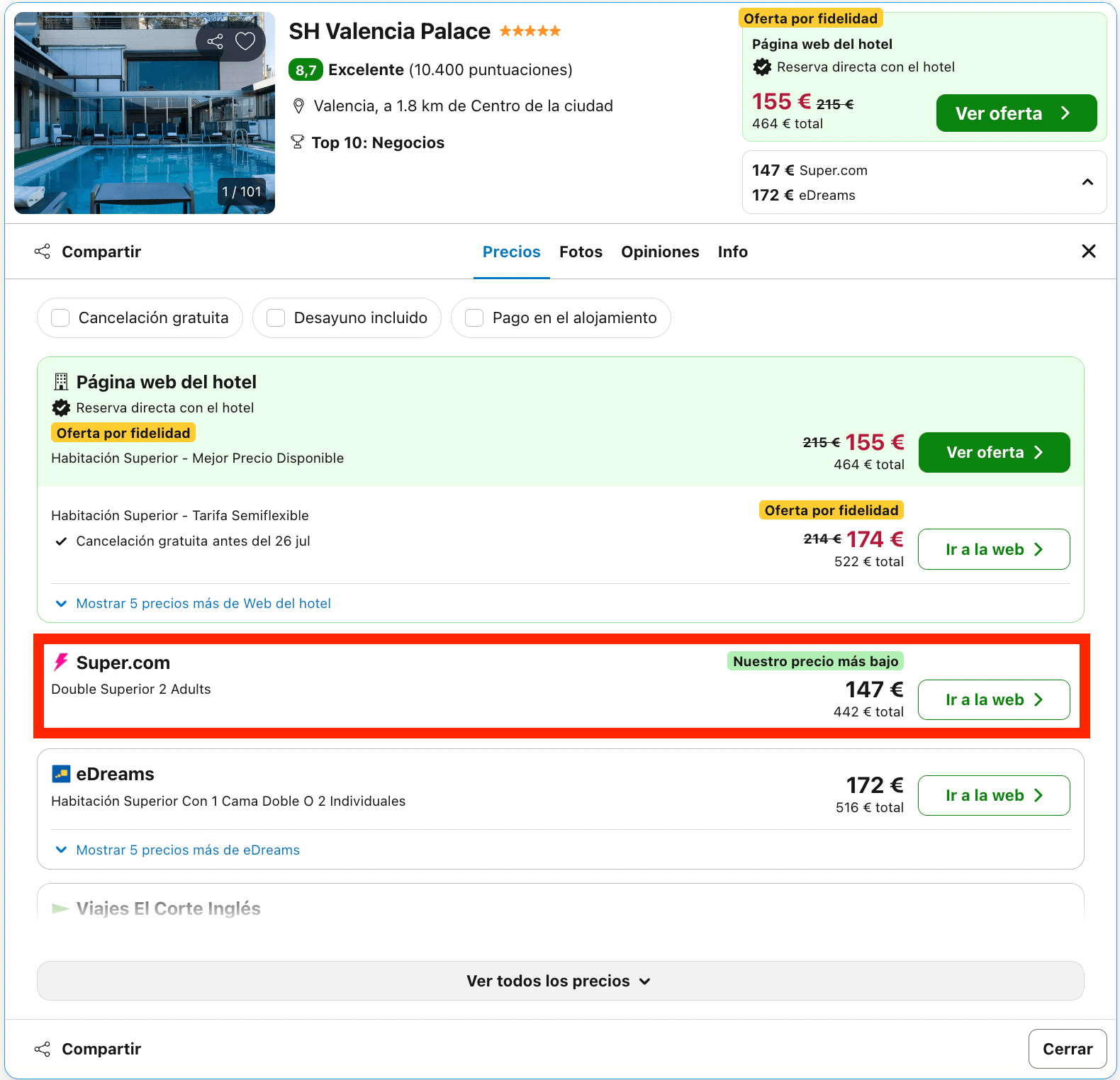 Hotel 5* en Valencia entre el Palau de la Música y la Ciudad de las Artes y las Ciencias desde 73€ p.p./noche