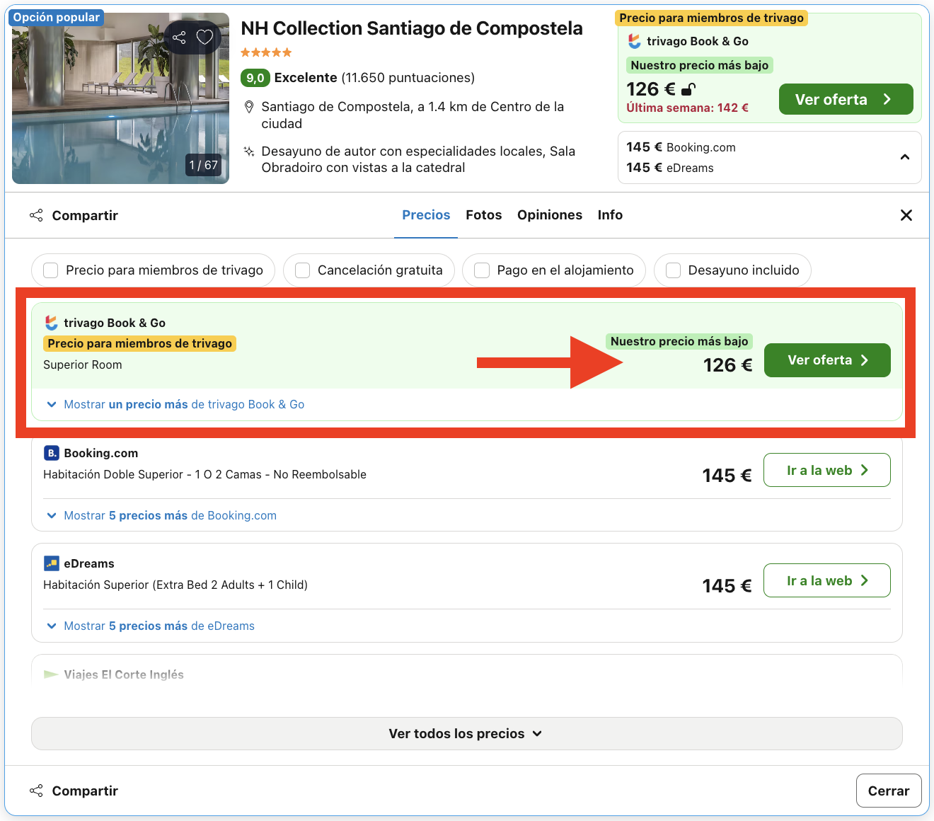 Santiago de Compostela: hotelazo NH Collection 5* por 63€