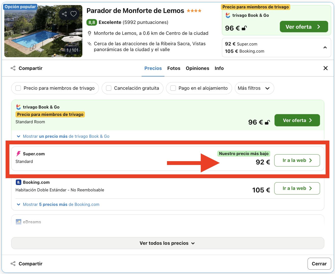 Parador ubicado en un antiguo monasterio benedictino del siglo XVII por 46€
