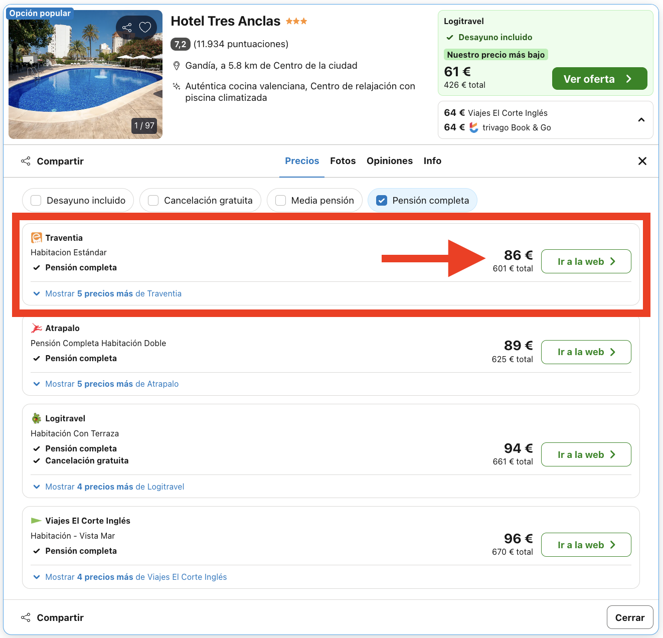 Costa Blanca: hotel con todas las comidas incluidas por 43€