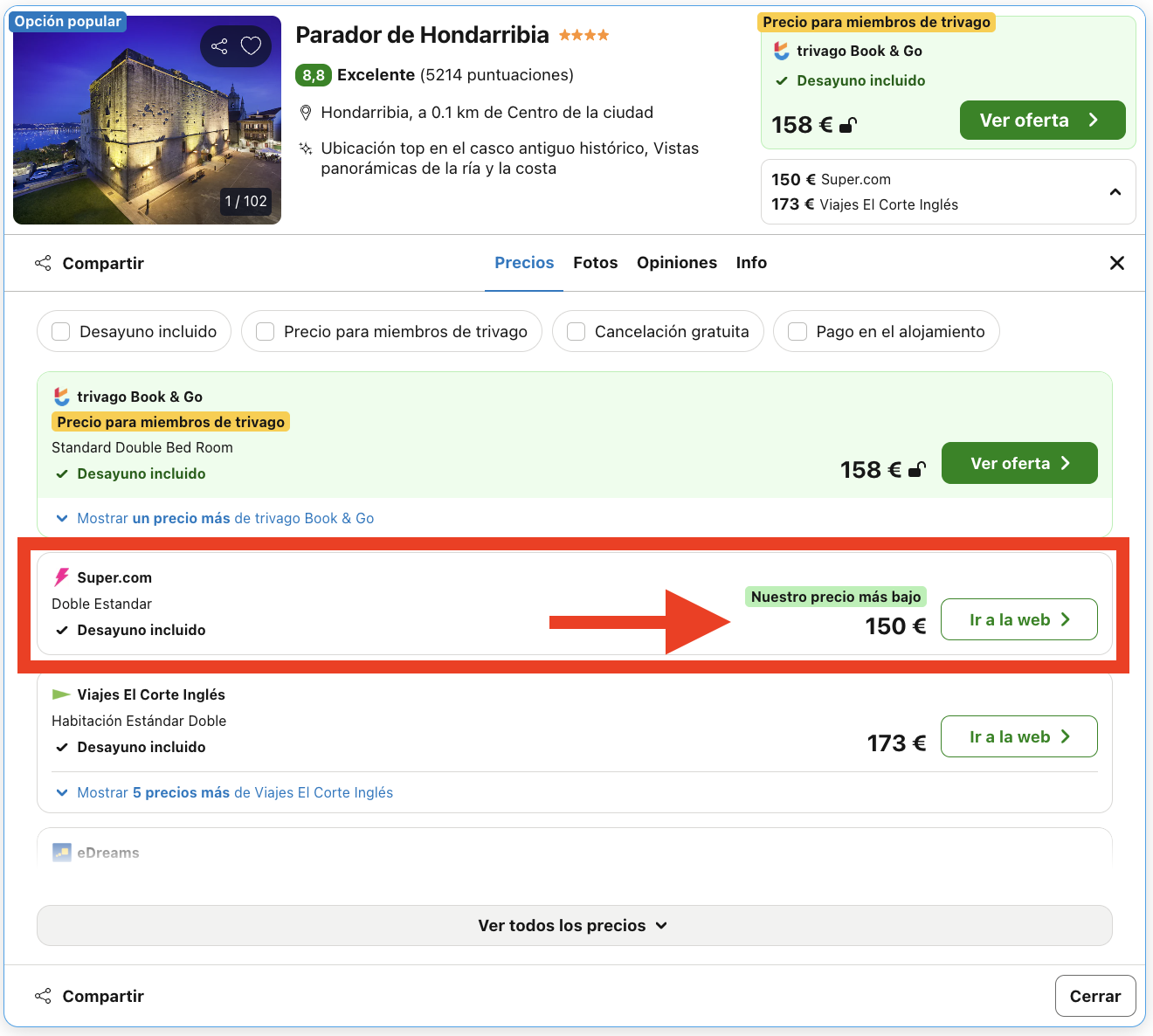 Parador en un antiguo castillo del siglo X que fue la fortaleza de Carlos V por 75€