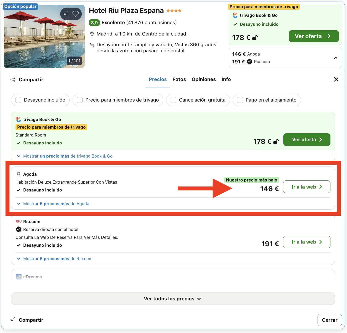 Fin de semana en el emblemático hotel 4* Riu Plaza España por 73€