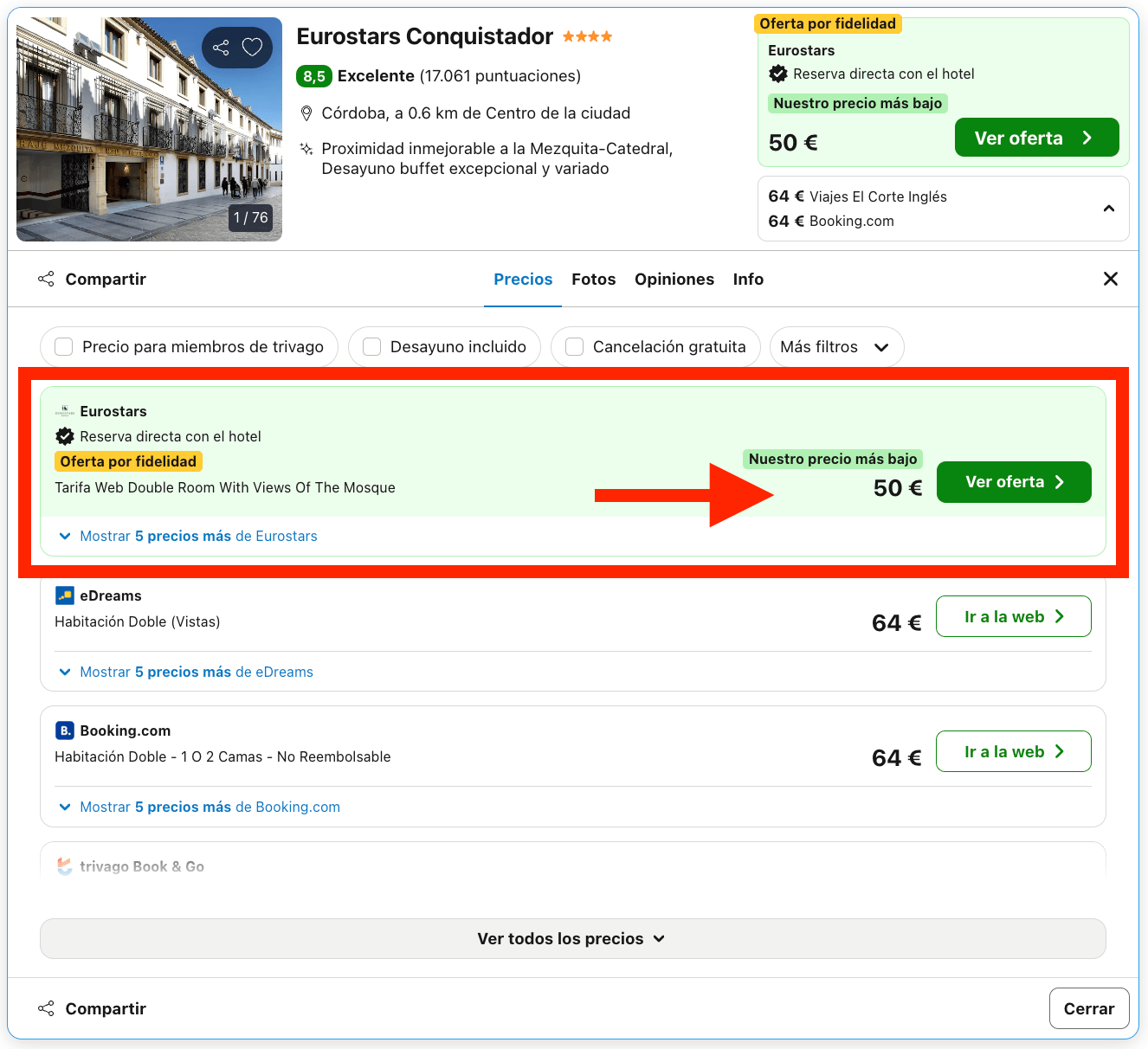 Córdoba: hotel 4* frente a la Mezquita-Catedral por 25€