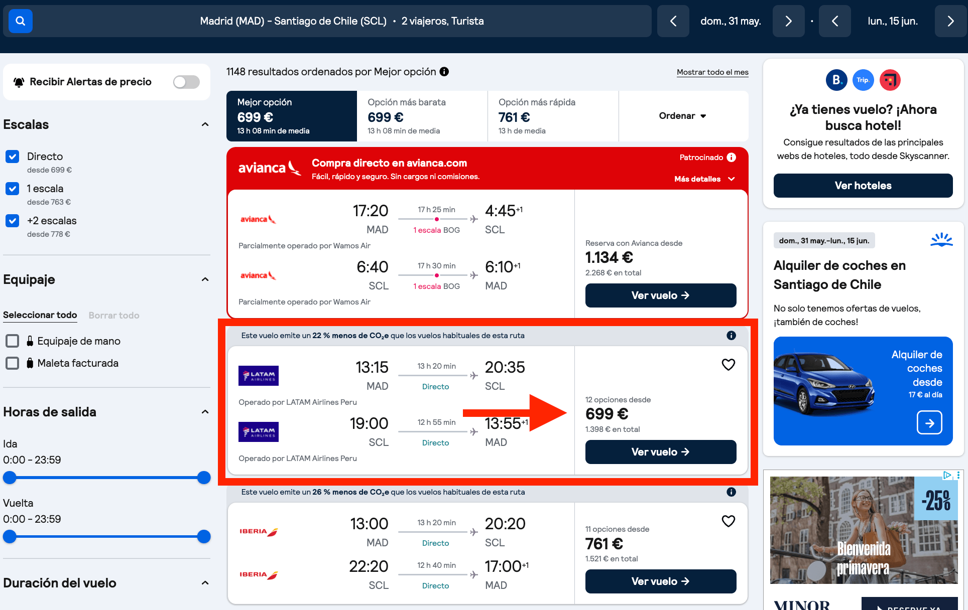 Vuelos directos a Santiago de Chile por 699€ ida y vuelta