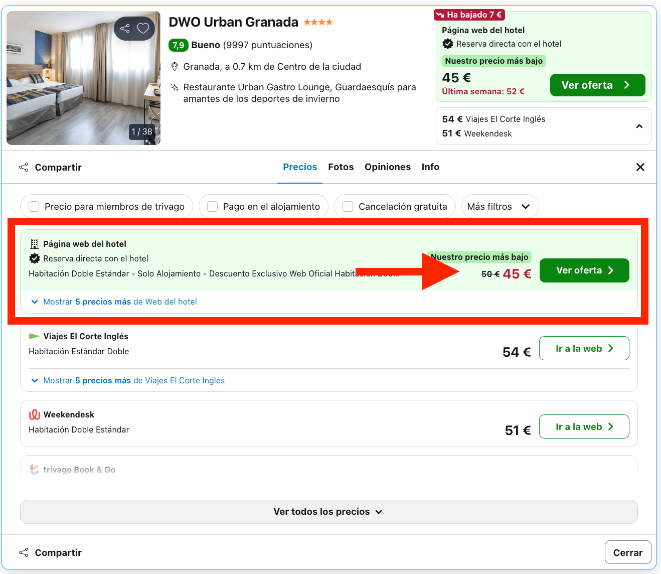 Hotel 4* en Granada por 22€