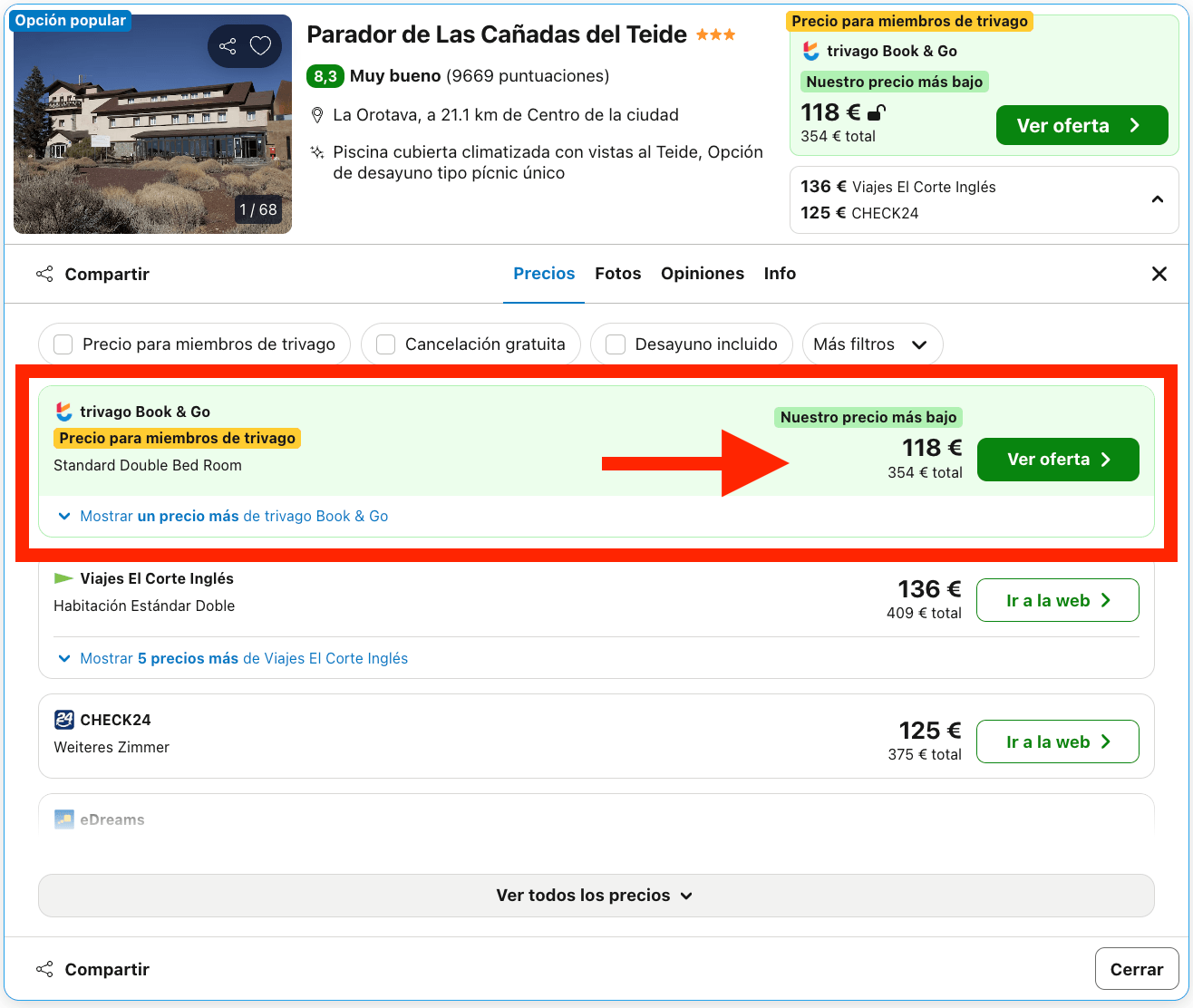Parador con vistas a un volcán a más de 2.000 metros sobre el nivel del mar por 59€