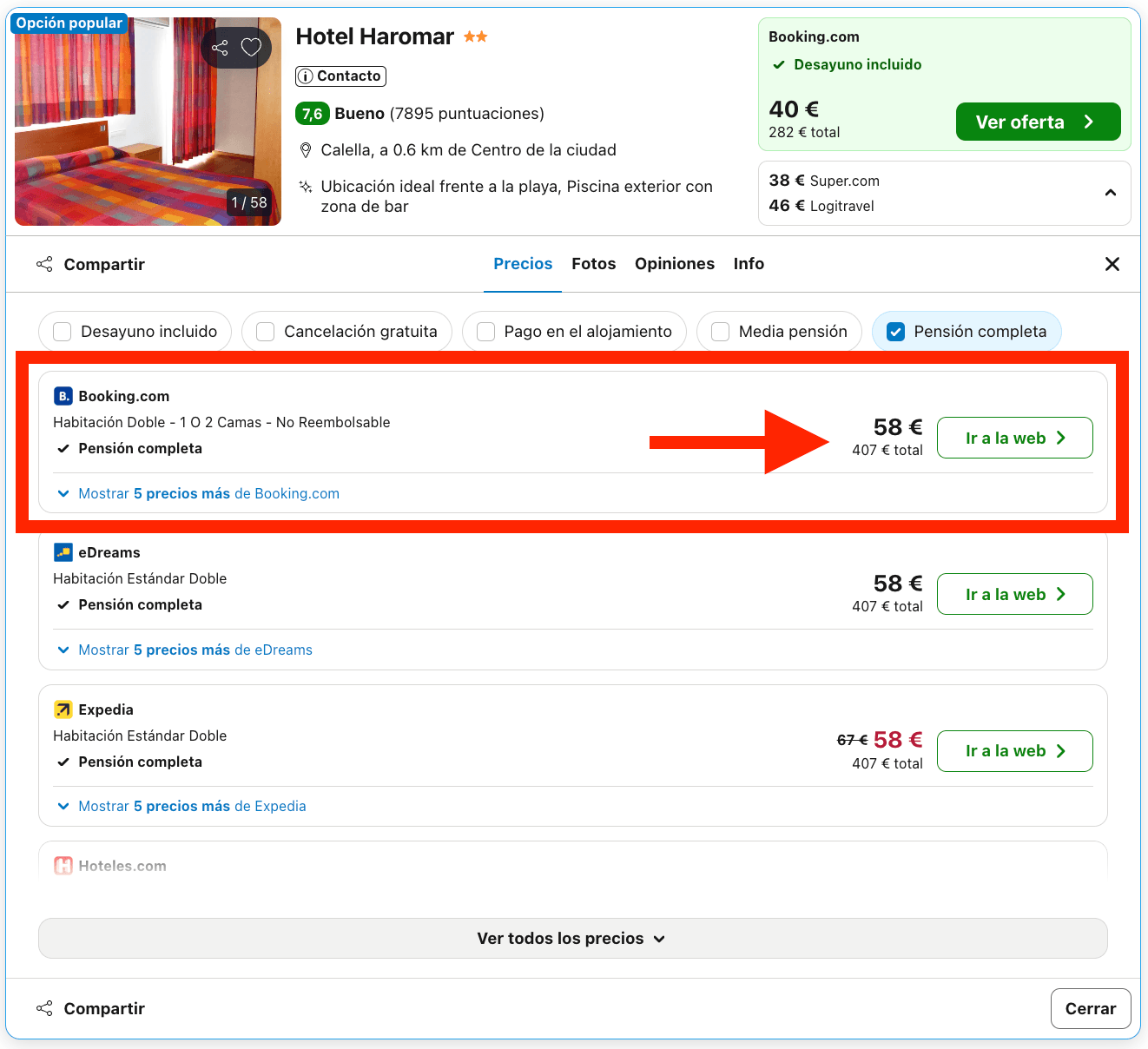 Hotel en primera línea de playa con todas las comidas incluidas por 29€