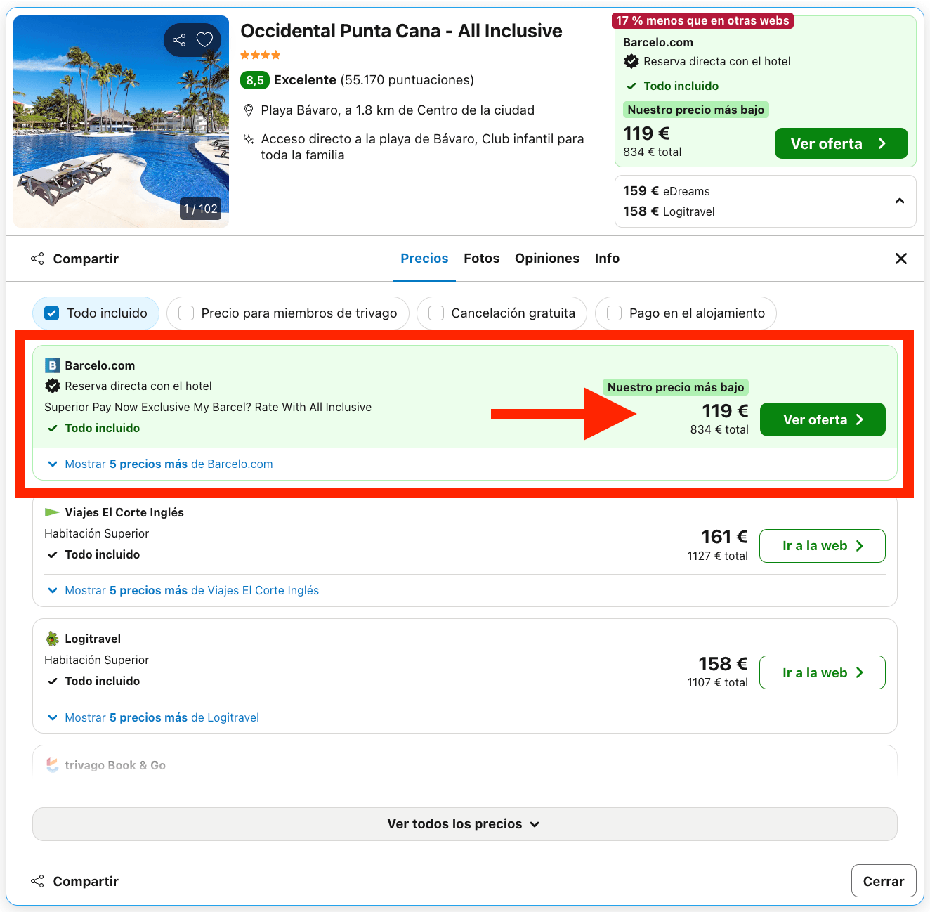 All Inclusive en Punta Cana: resort 4* by Barceló desde 59€ p.p./noche