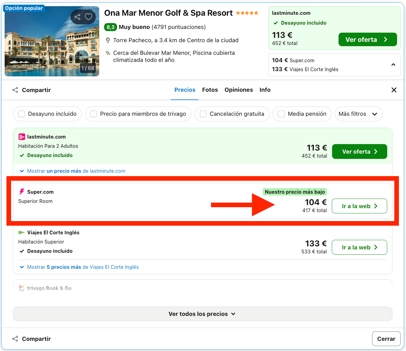 Resort Golf & Spa 5* en el Mar Menor desde 54€ p.p./noche