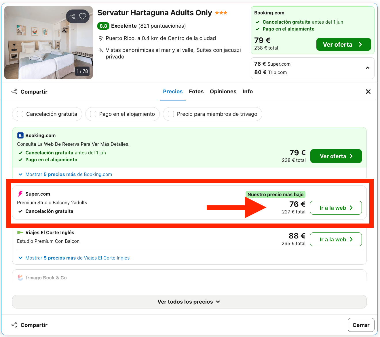 Exclusivo hotel solo para adultos tranquilo y silencioso desde 38€ p.p./noche