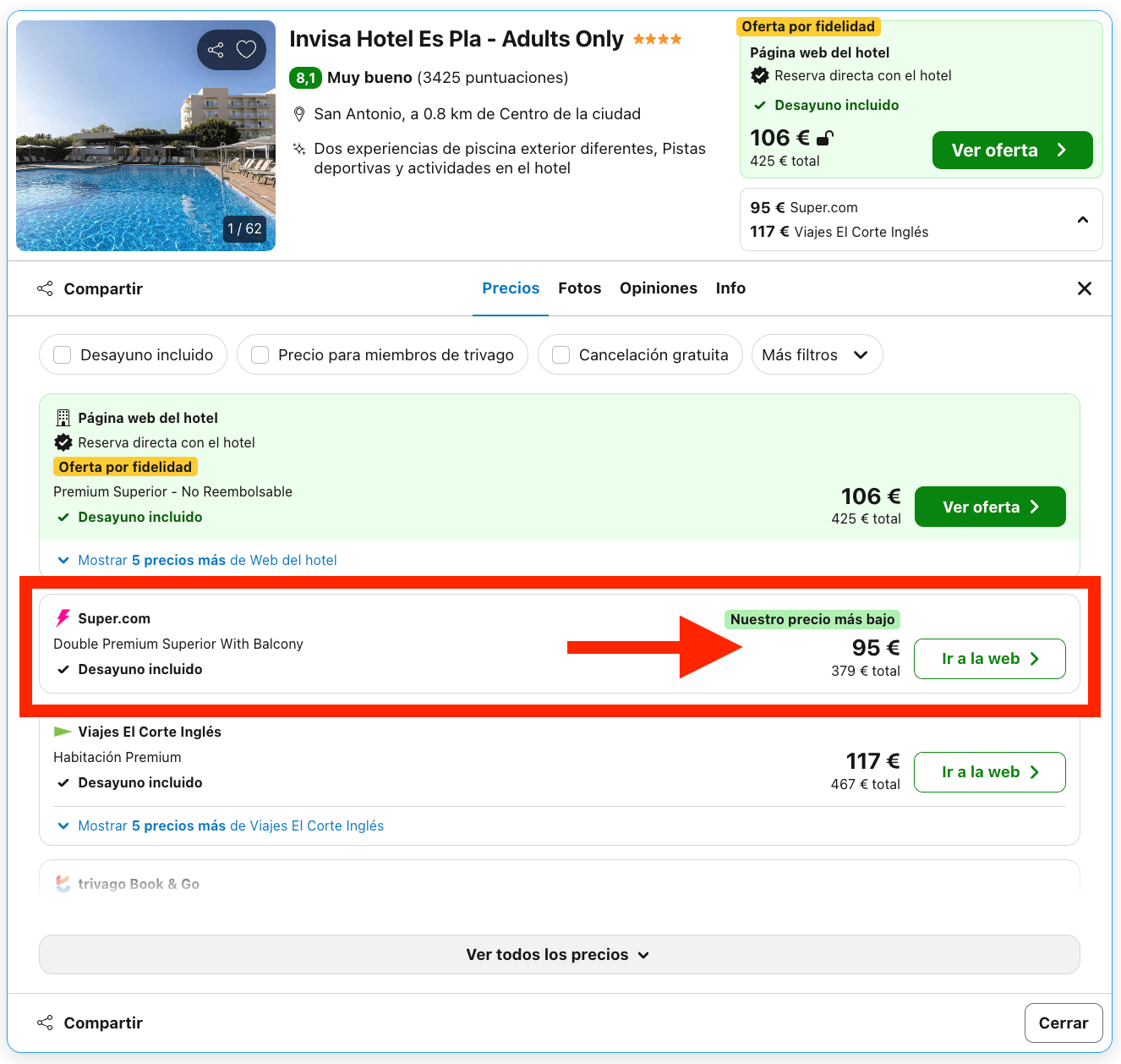 Ibiza: hotel 4* solo adultos ideal para ver la puesta de sol desde el Café del Mar desde 49€ p.p./noche