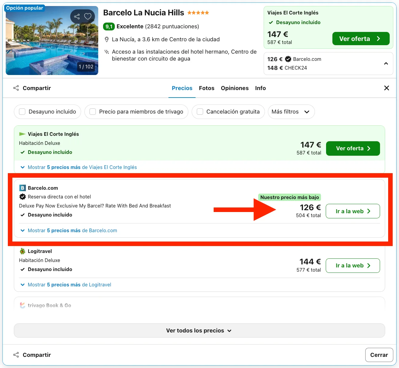 Hotel Barceló 5* entre mar y montaña con desayuno incluido desde 63€ p.p./noche