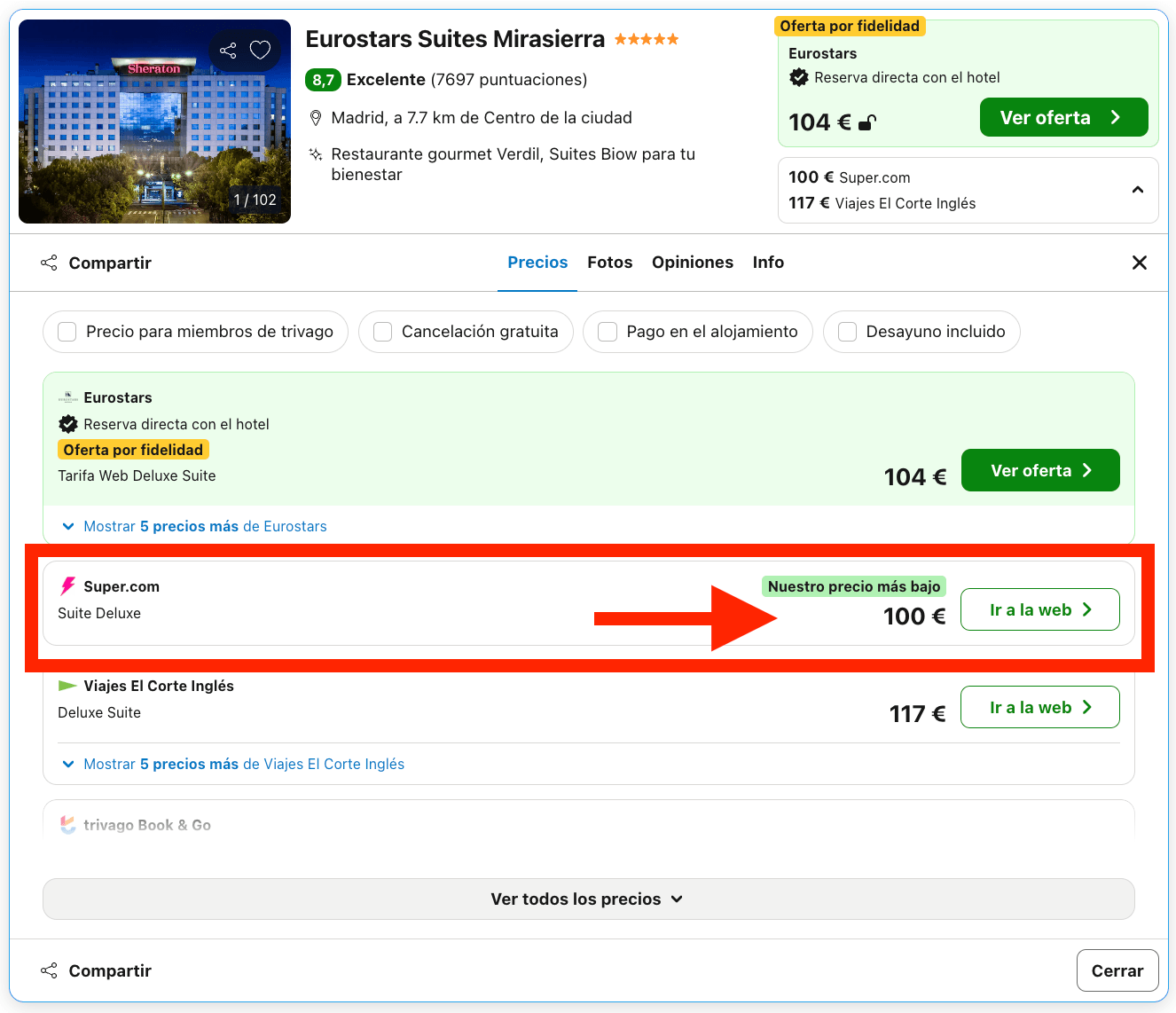 Deluxe Suite en un lujoso hotel 5* de Madrid desde 50€ p.p./noche