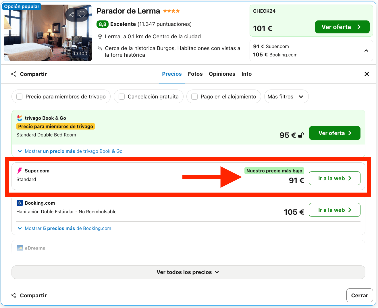 Parador ubicado en un palacio del siglo XVII donde durmió Napoleón Bonaparte desde 45€ p.p./noche