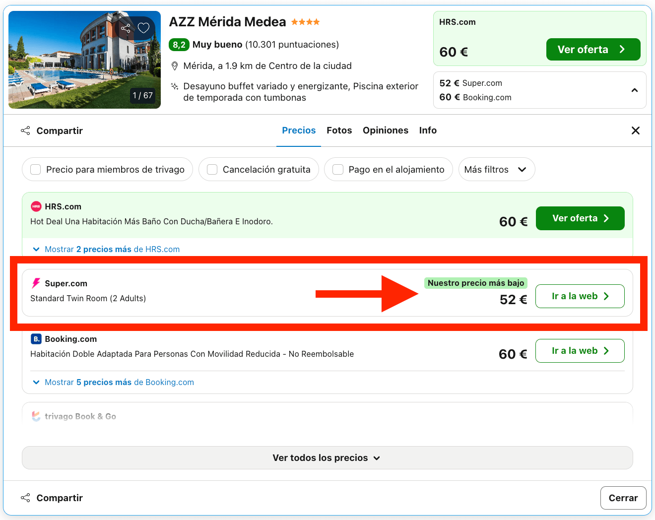 Mérida: hotel 4* desde 26€ p.p./noche