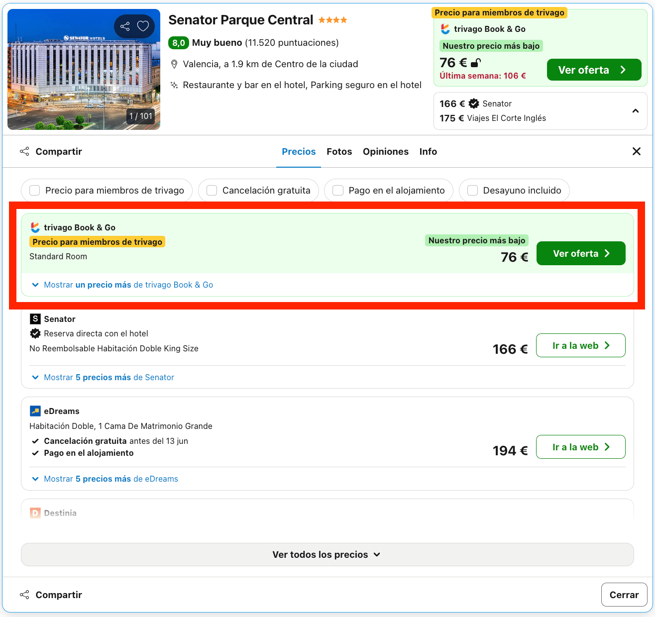 Hotel 4* en Valencia desde 38€ p.p./noche