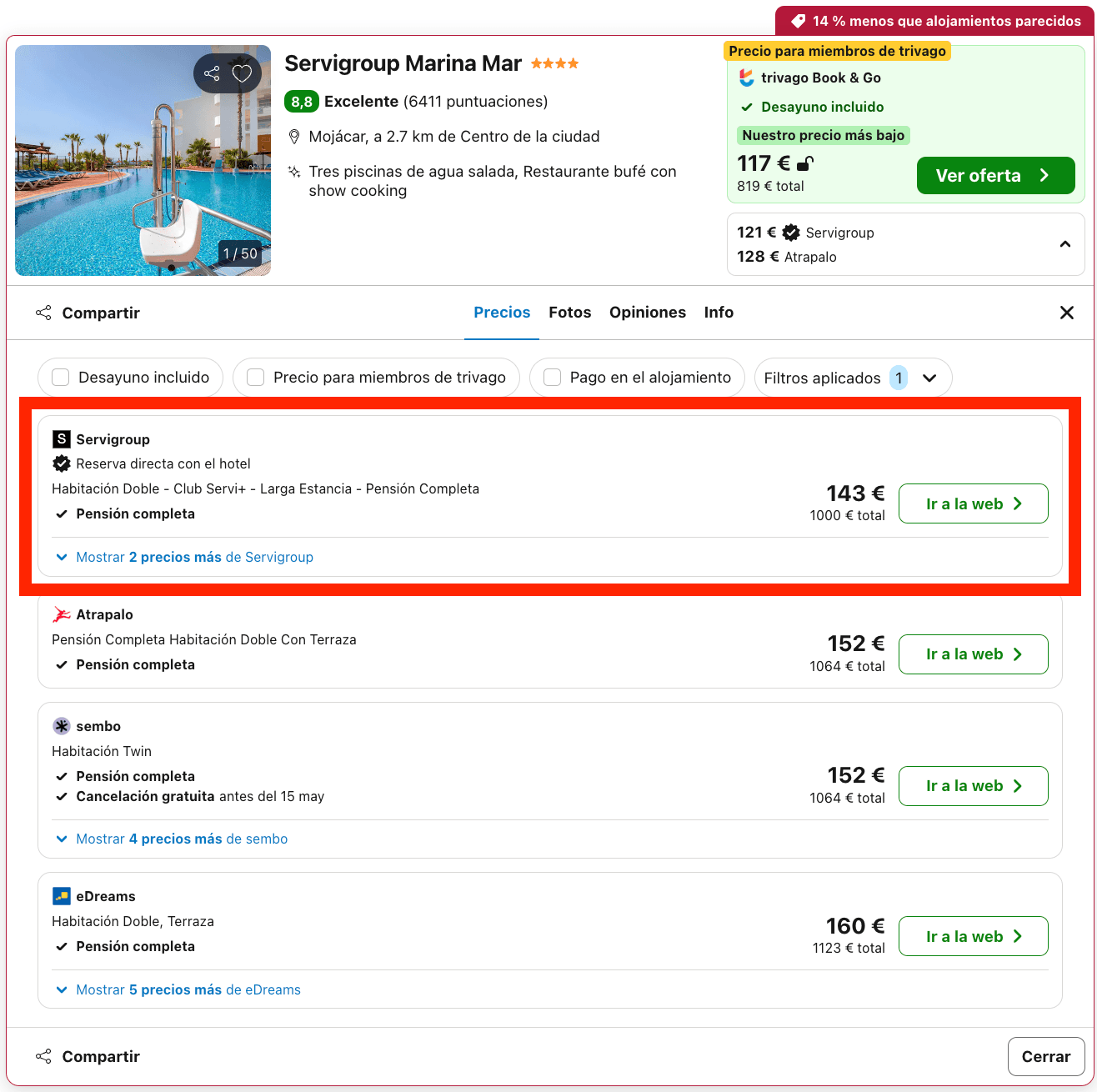 Verano en Mojácar: resort 4* con régimen de PENSIÓN COMPLETA desde 71€ p.p./noche