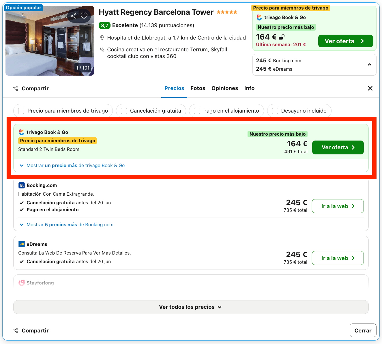 Verano de lujo en Barcelona: hotel Hyatt Regency Barcelona Tower 5* desde 81€ p.p./noche