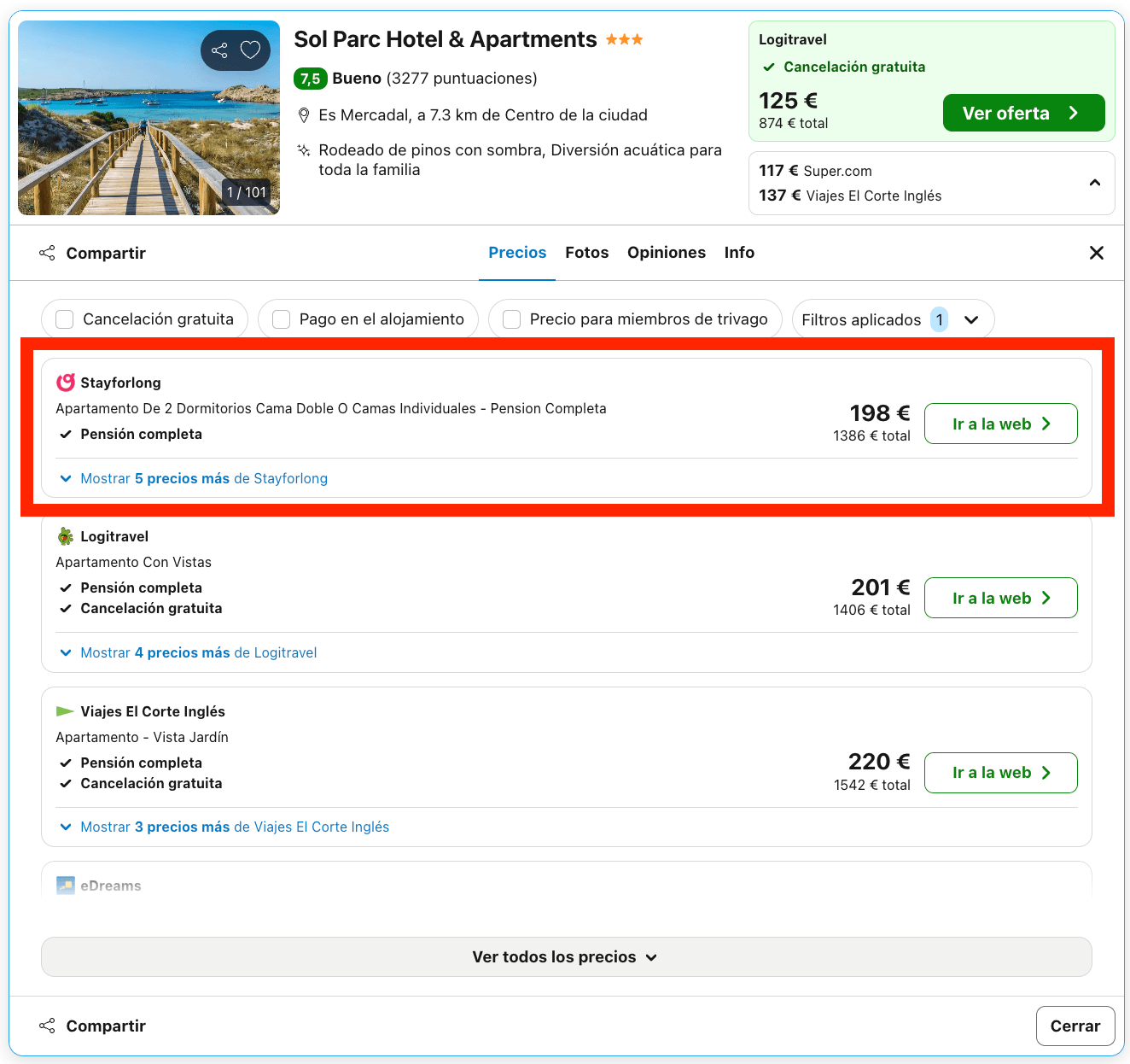 Resort en Menorca con acceso directo a la playa y todas las comidas incluidas por 99€