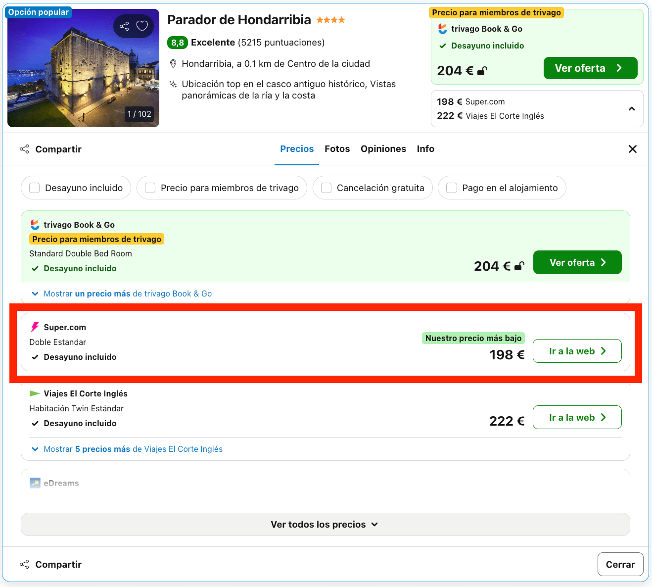 Parador que en su día fue el castillo de Carlos V por 99€