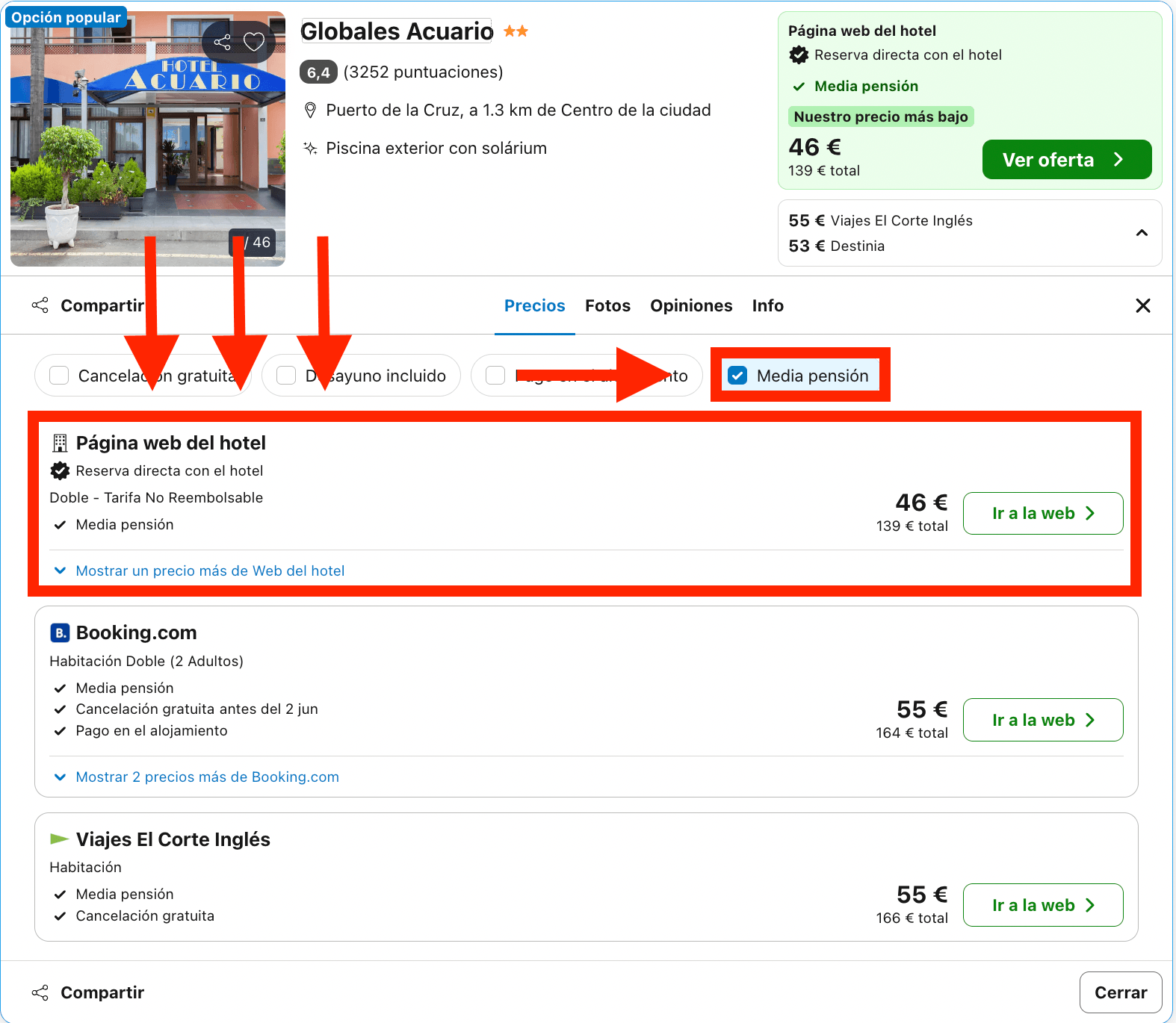 Fin de semana en Tenerife: hotel con media pensión desde 23€ p.p./noche