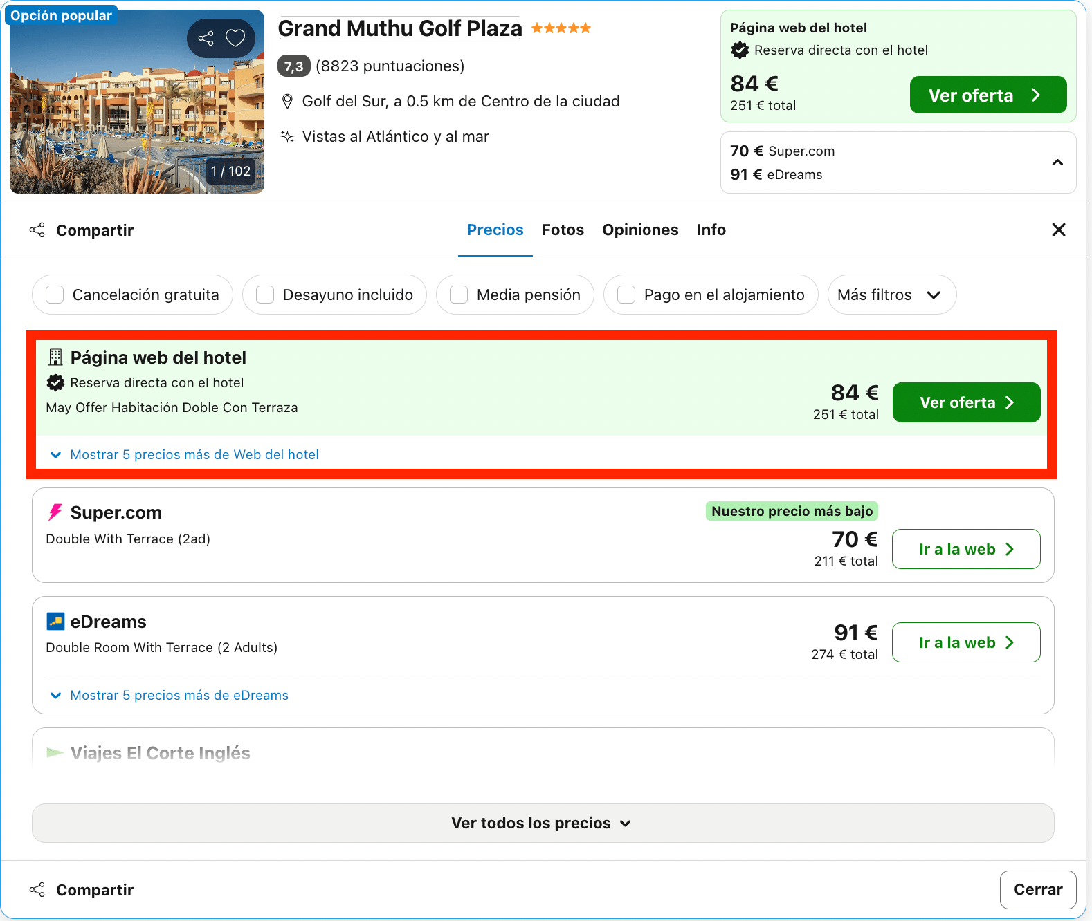 Vacaciones en Tenerife: resort Golf & Spa 5* desde 42€ p.p./noche
