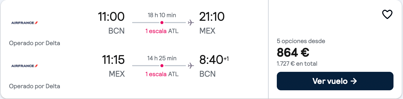 Vuelos a Ciudad de México por 864€ ida y vuelta por persona