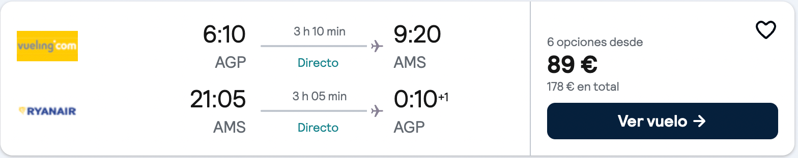 Vuelos a Ámsterdam a partir de 44€ trayecto
