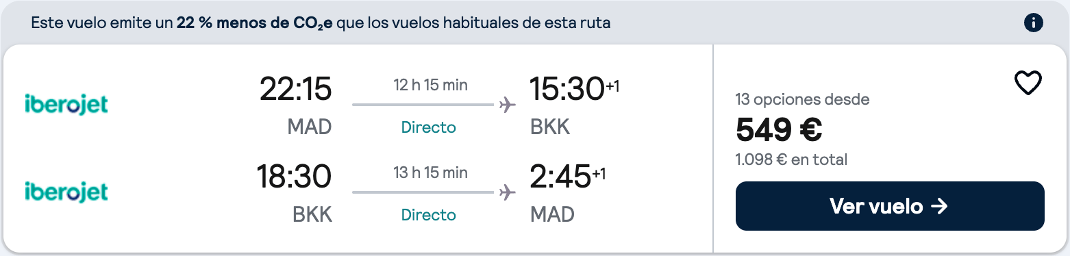 Vuelos directos a Bangkok (Tailandia) por 549€ ida y vuelta