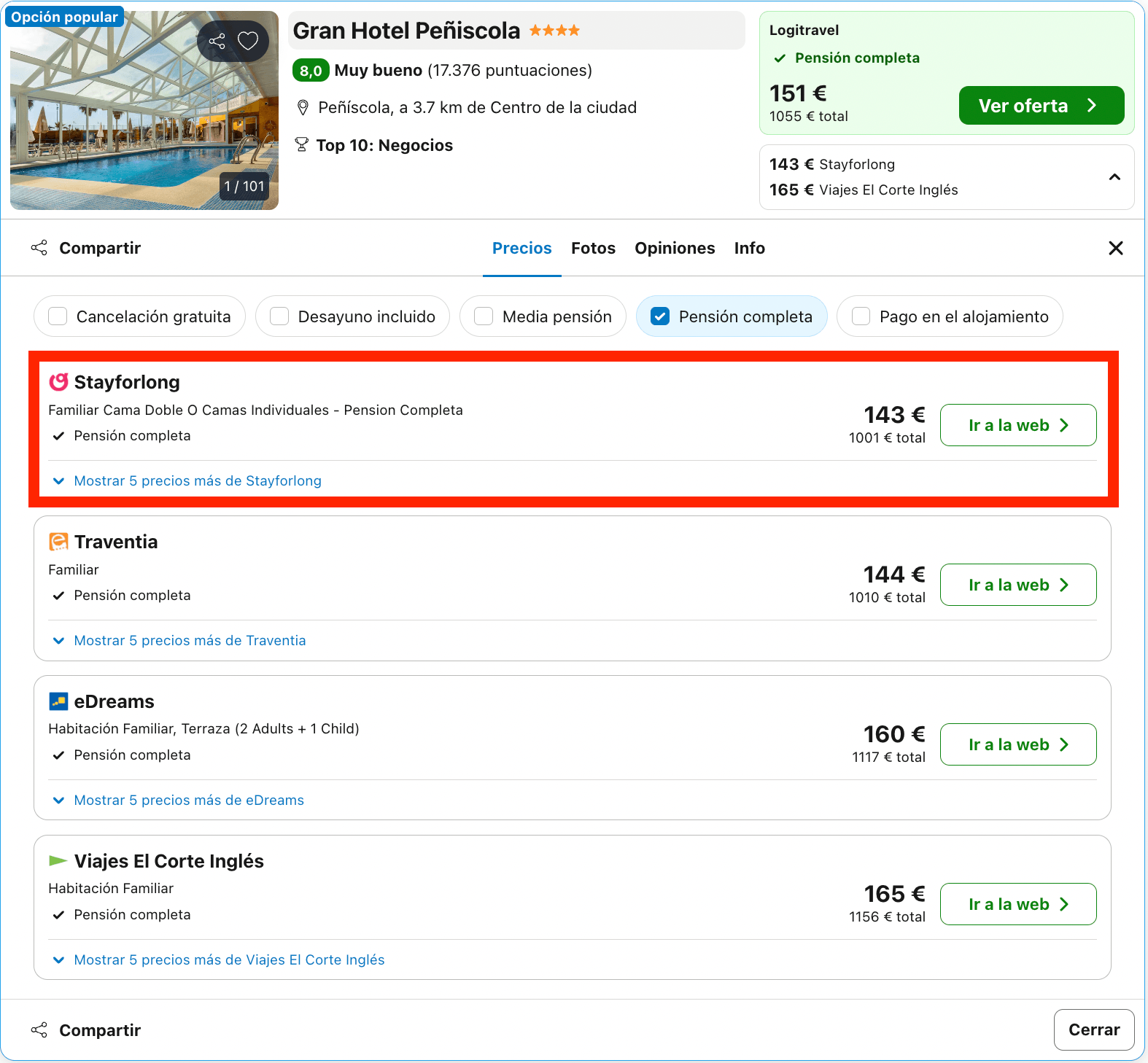Vacaciones en Peñíscola: 7 noches en un hotel 4* a pie de playa con pensión completa a partir de 500€