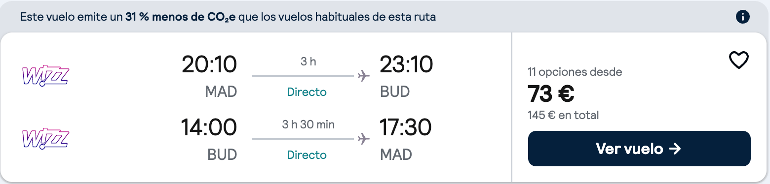 Vuelos a Budapest (Hungría) por 73€