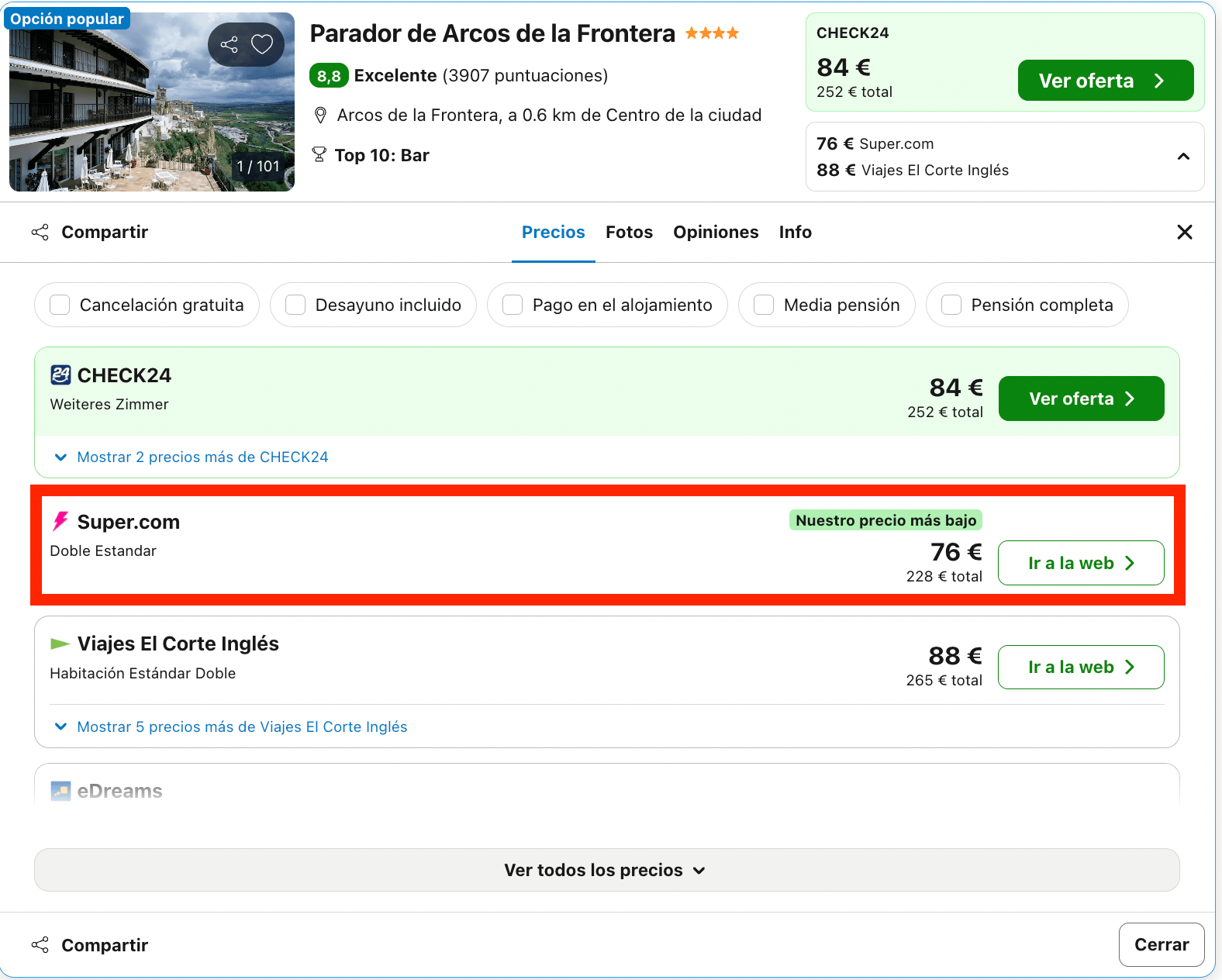 Parador con preciosas vistas y un patio andaluz tradicional desde 38€