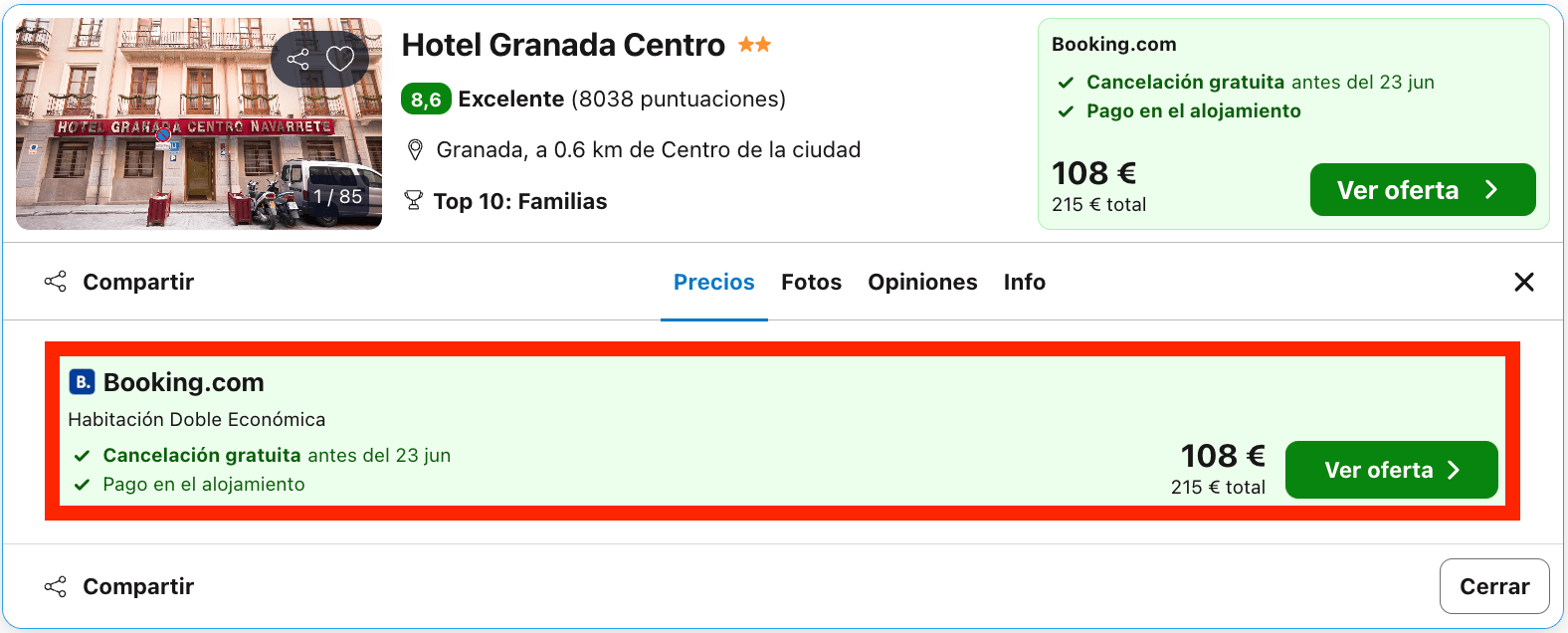 Finde en un acogedor hotel en el centro de Granada desde 54€ p.p./noche