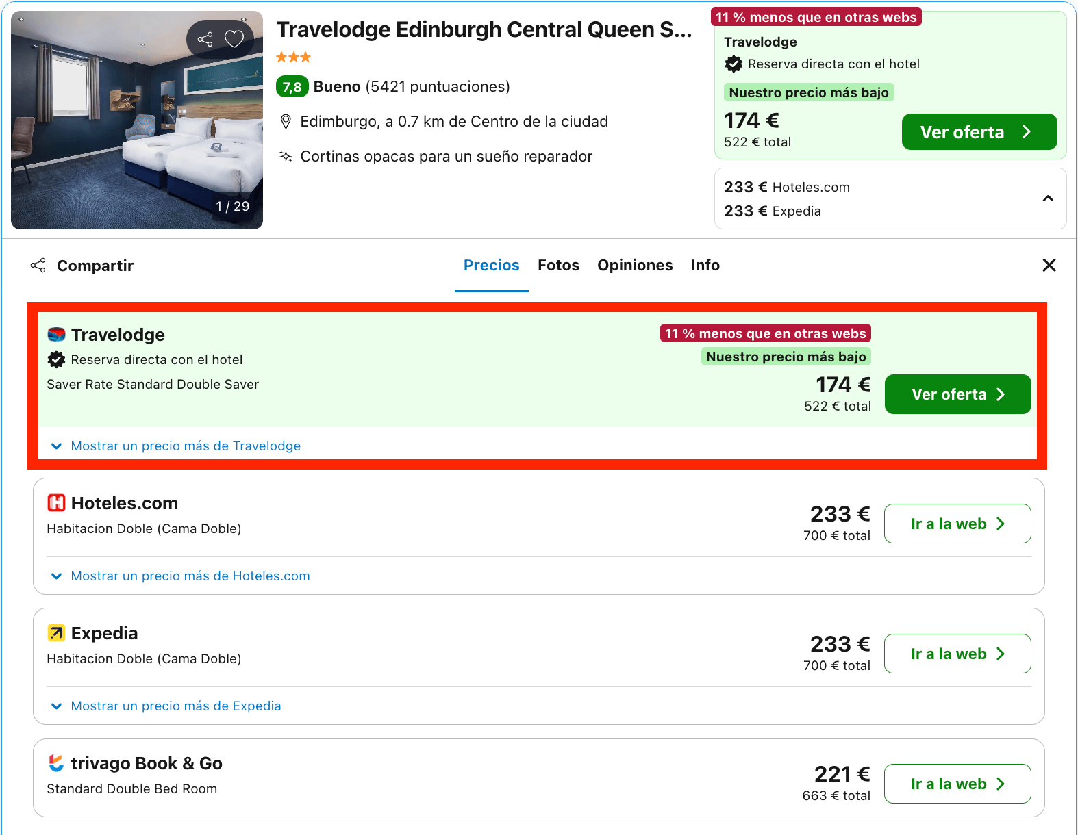 Hotel en pleno centro de Edimburgo desde 87€ p.p./noche