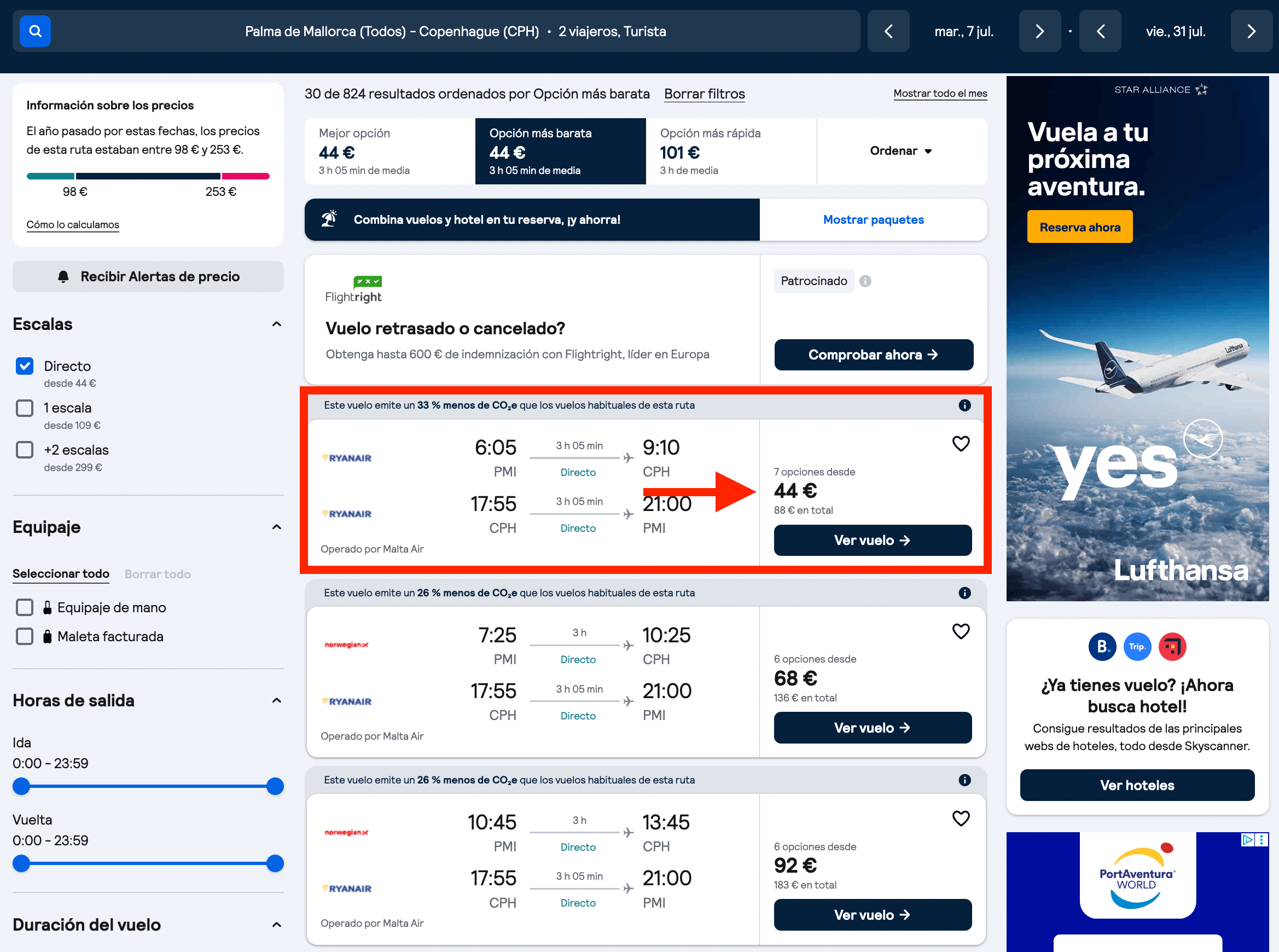 Vuelos a Copenhague desde 44€