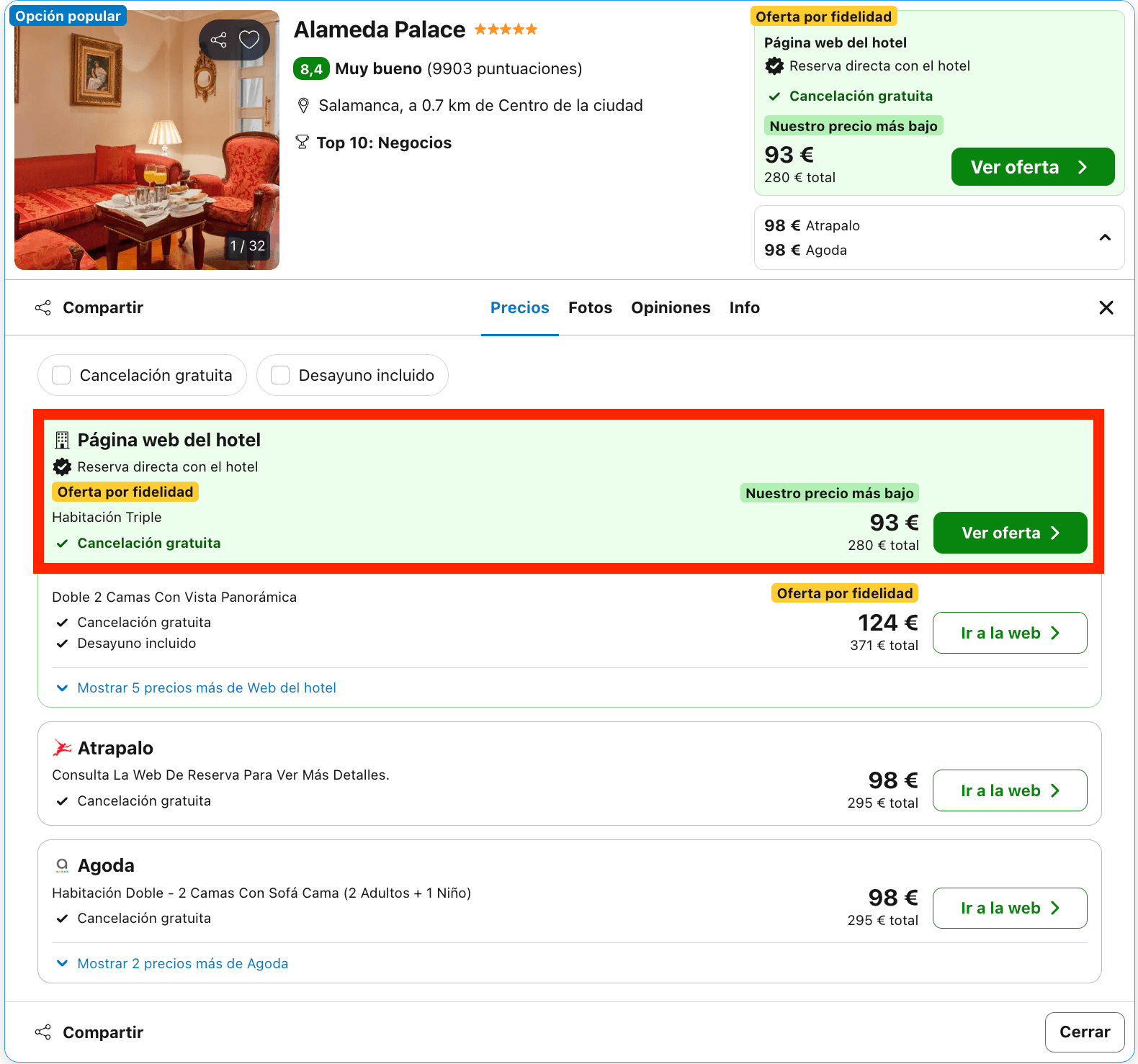 Lujoso hotel 5* de estilo rococó en el centro de Salamanca desde 46€ p.p./noche