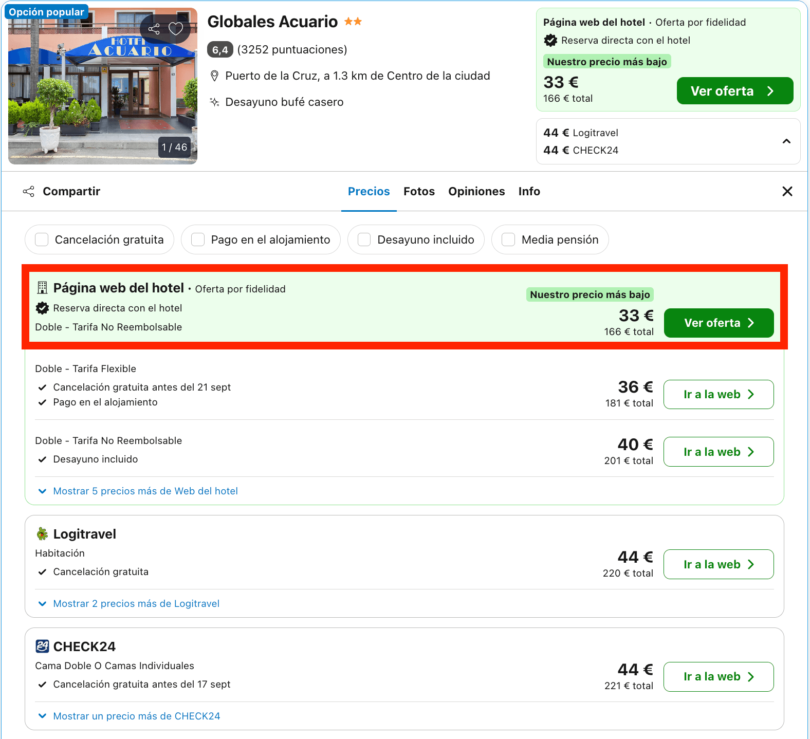 Vuelos a Tenerife + 5 noches en un hotel con desayuno y cena desde 162€ p.p.