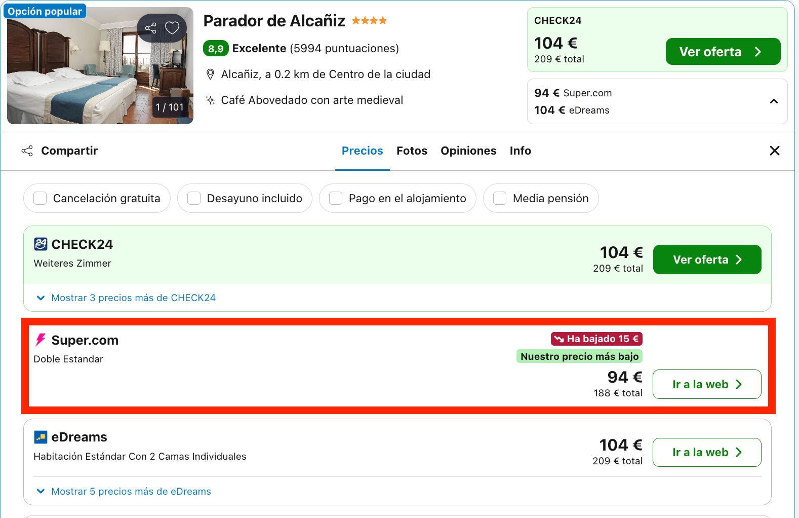 Parador ubicado en un imponente castillo-convento de los siglos XII-XIII desde 47€ p.p./noche