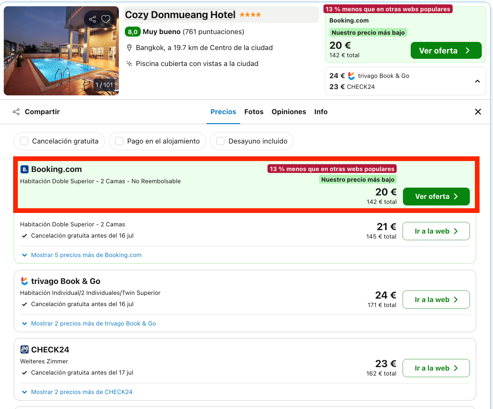 Vacaciones de lujo en Bangkok: asombroso hotel 5* desde 10€ p.p./noche